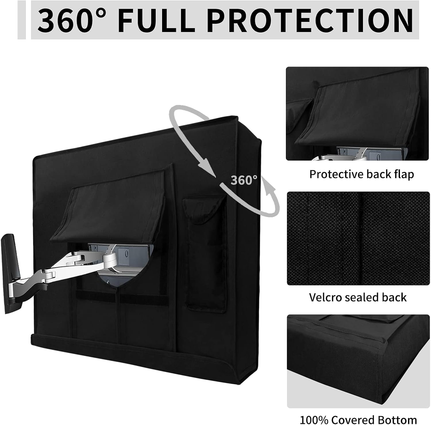 Outdoor TV Cover for 36 to 38 Inch with Openable Front Flap for Watching TV, Convenient Use without Remove, Durable TV Cover with Free Cleaning Cloth