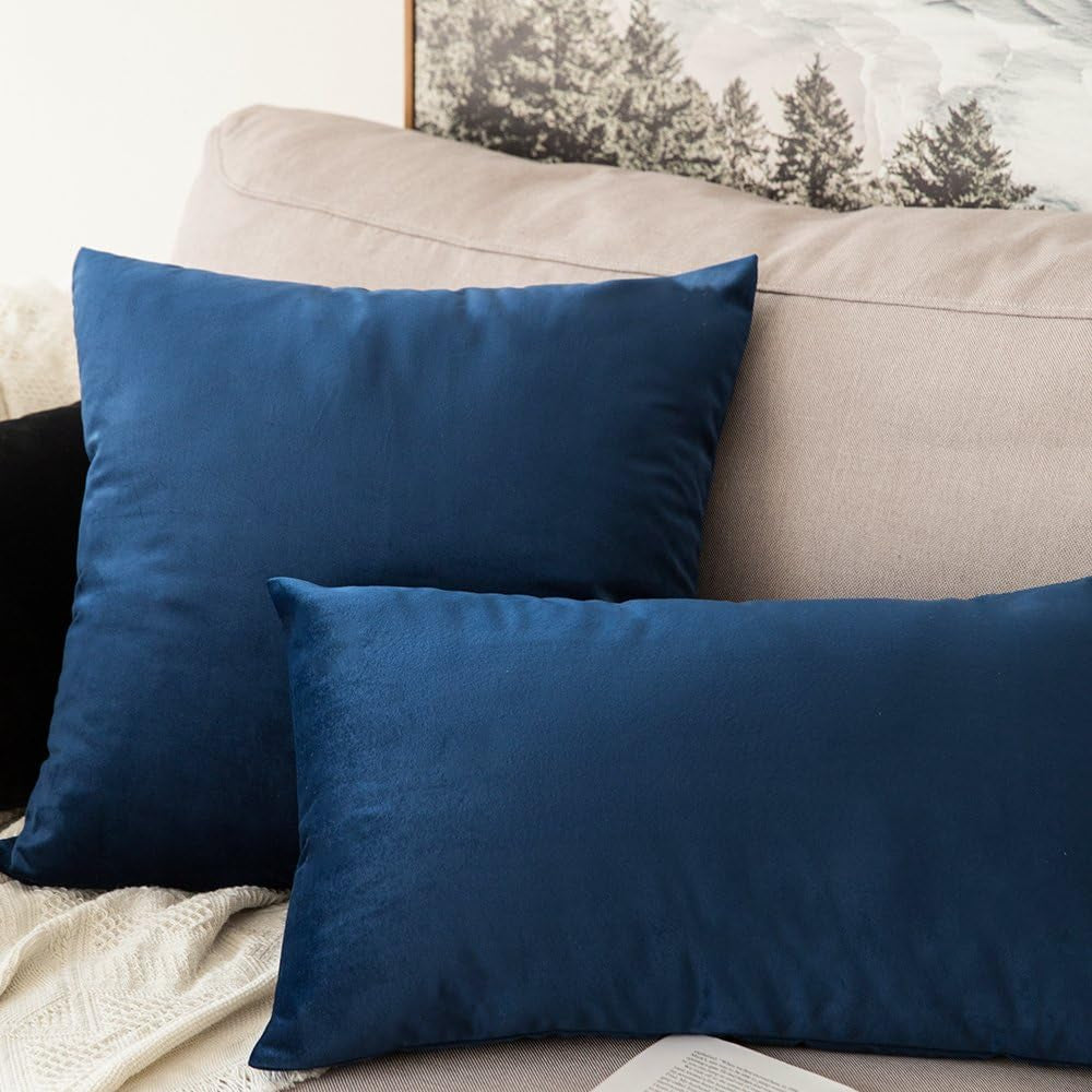 Velvet Soft Solid Decorative Square Throw Pillow Covers with Pillow Inserts 18X18 Set of 2