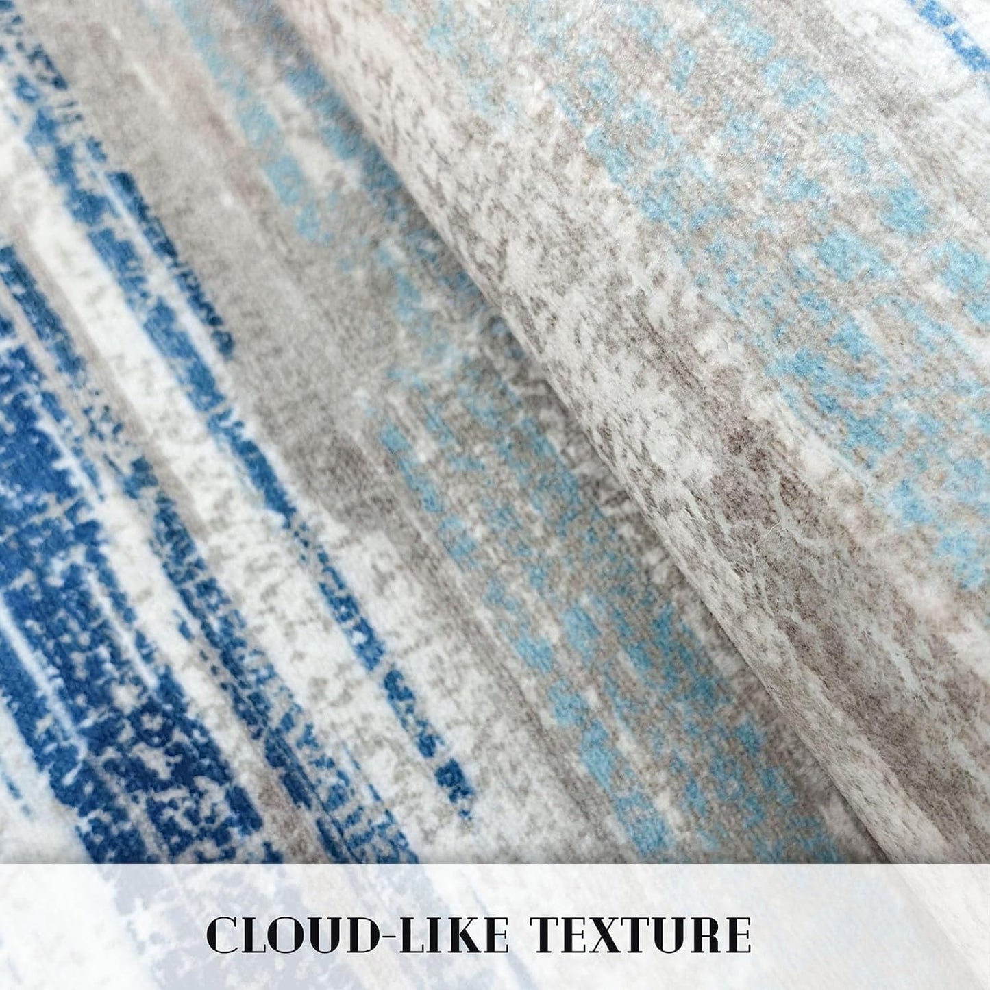 Modern Abstract Entryway Rug Indoor 2X3 Washable Rug Non-Slip Soft Small Area Rug Blue Kitchen Mats Thin Print Faux Wool Floor Carpet Throw Rugs for Entrance Bedroom Office Home Decor