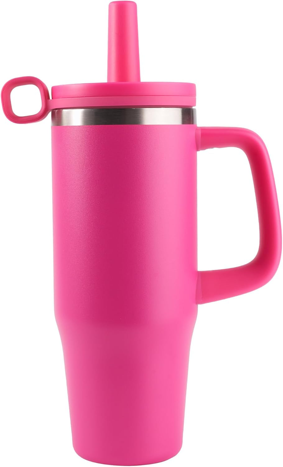 32Oz Water Bottle with Straw, Tumbler with Handle & Lid, Insulated Water Bottle with Straw Cover Cap, Travel Coffee Mug for Hot/Iced Water, Tea or Coffee, Bpa-Free, Cupholder Friendly, Passion Pink
