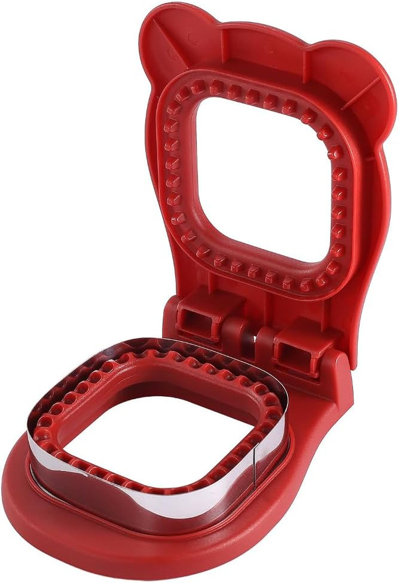 Sandwich Cutter and Sealer, Uncrustables Sandwich Maker for Making Lunchtime Easier,Square Sandwich Uncrustable Cutter for Kids Breakfast and Lunches (Square RED)