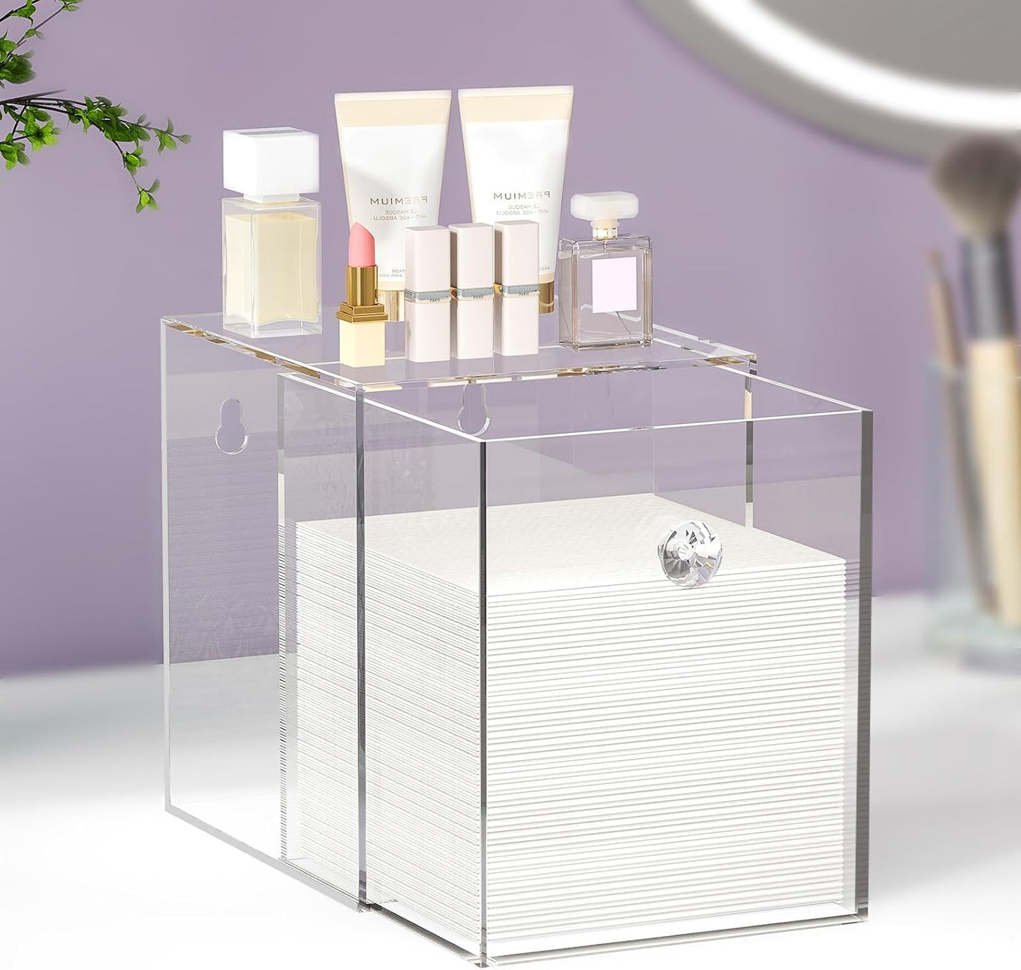 Clean Skin Club Face Towels Holder - Stackable Acrylic Organizer Compatible with Clean Skin Club Towel XL, Bathroom Vanity, Dresser Holder, Dustproof Multipurpose for Makeup, Skincare, Clear