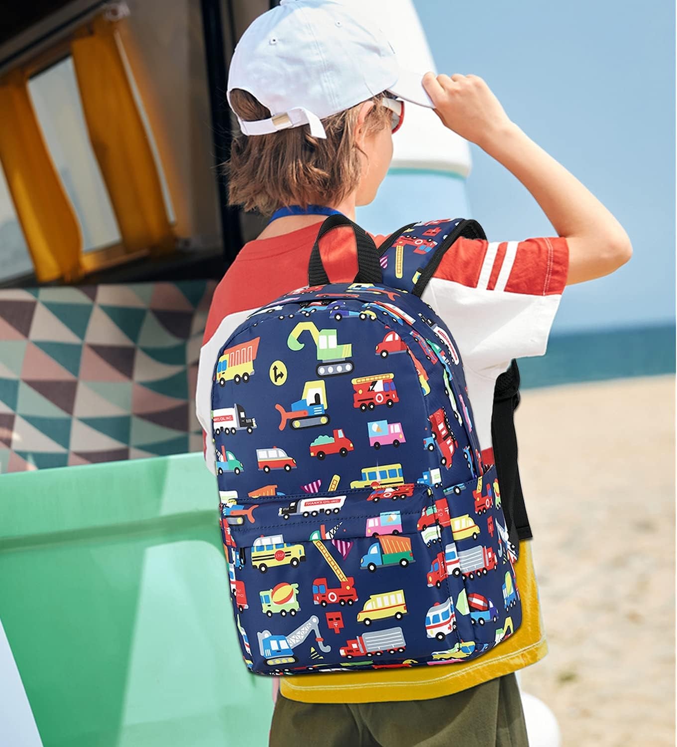 Preschool Backpack Kids School Bookbags for Boys Girls Kindergarten Toddler School Bags (Truck Navy)