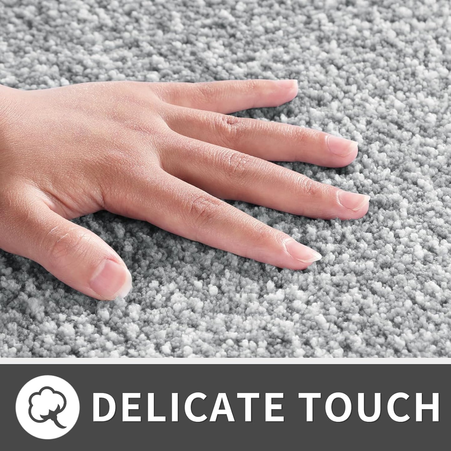 Bathroom Rugs Non Slip Washable, Extra Soft Comfortable Bath Mat, Water Absorbent Thick Floor Mats, Shaggy Rugs for Shower Bathtubs, 24"X17", Grey&White