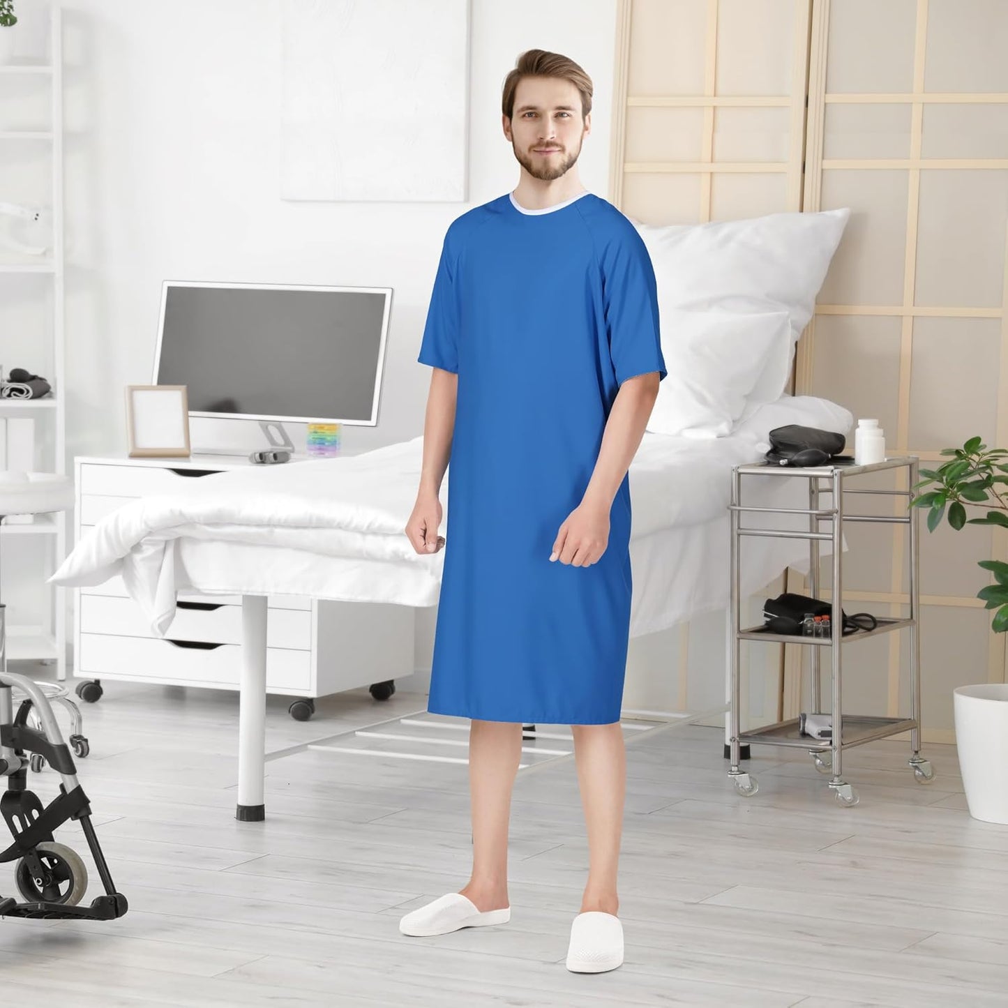 Men'S Hospital Gown Soft and Comfortable Patient Gown