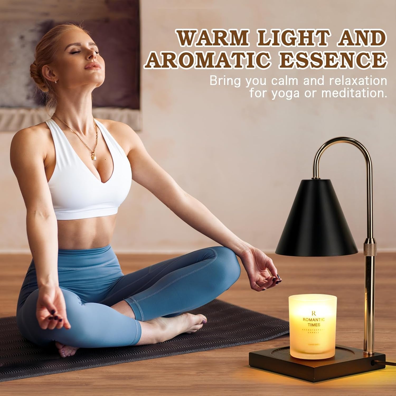 Candle Warmer Lamp with Timer Dimmer, Electric Candle Lamp Warmer for Bedroom Decor, Birthday Gifts for Women Mom, Adjustable Metal Candle Lamp, Mom Gifts, Home Decor for House Warming Gifts, Black