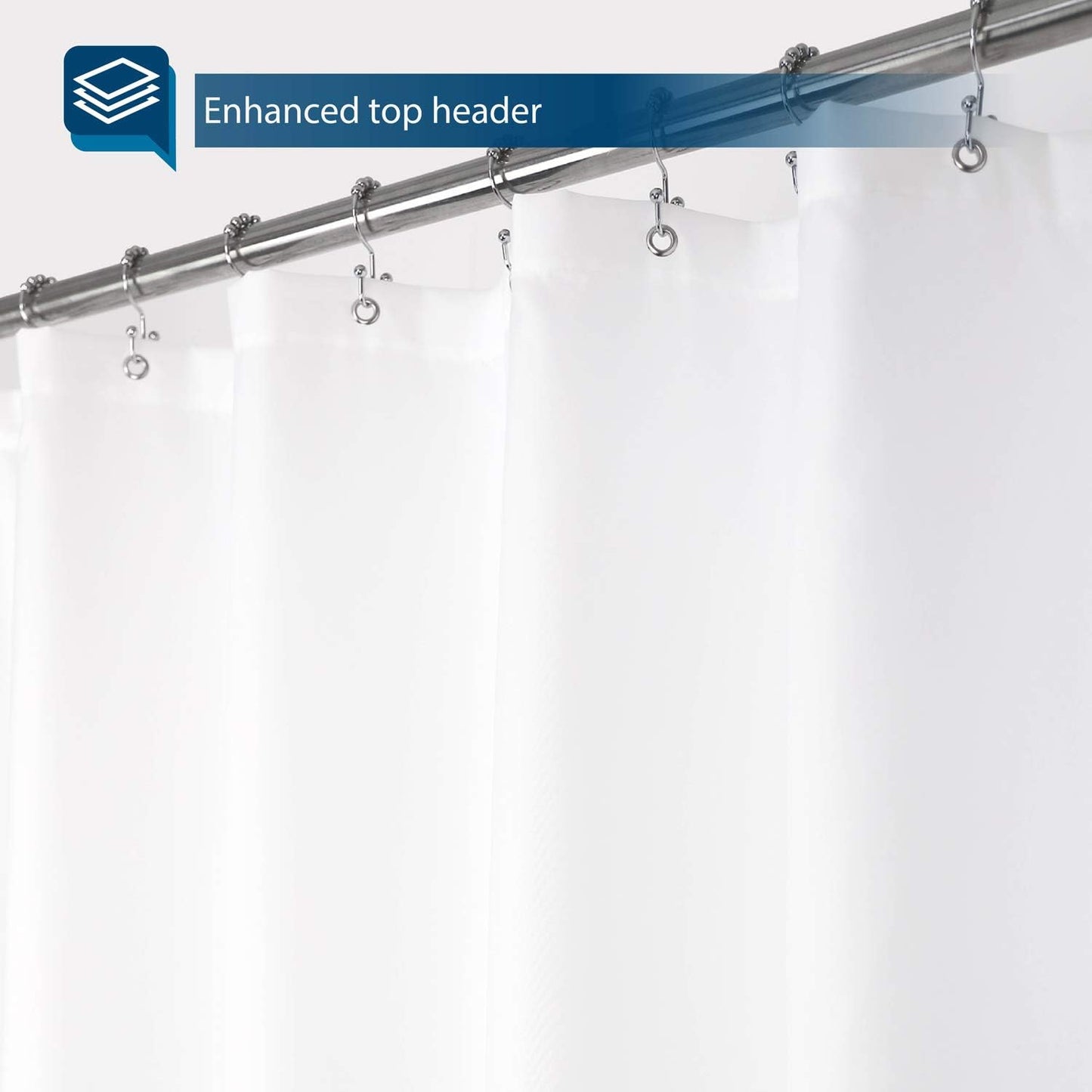 Waterproof Fabric Stall Shower Curtain or Liner 36 Inch Wide Half Size Microfiber, Hotel Quality Stand-Up Small Narrow Single Shower Curtain, Machine Washable, White, 36X72