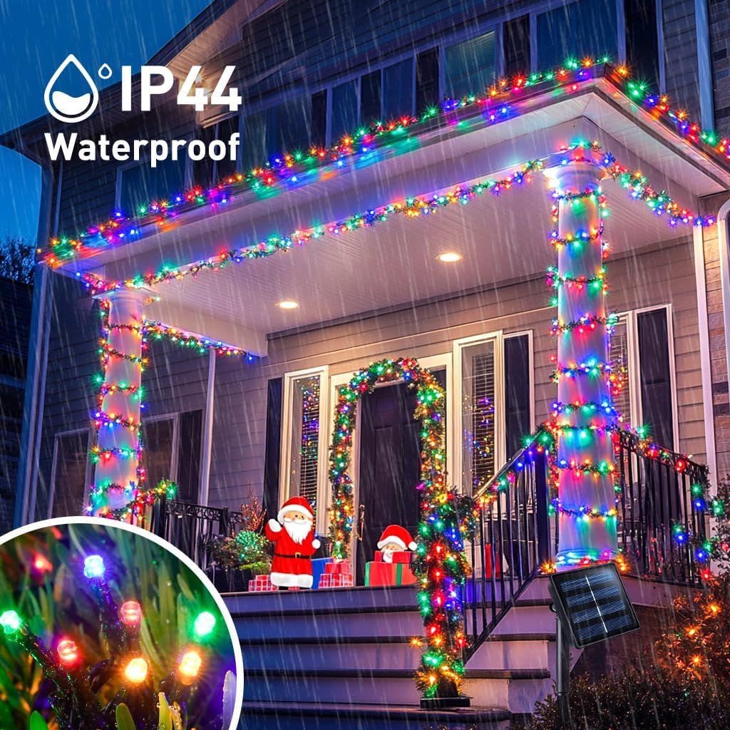 600 LED Solar Christmas Lights Outdoor Waterproof, 206.7 Ft Solar String Lights Outdoor, 8 Modes Tree Light for outside Yard Patio Christmas Decorations