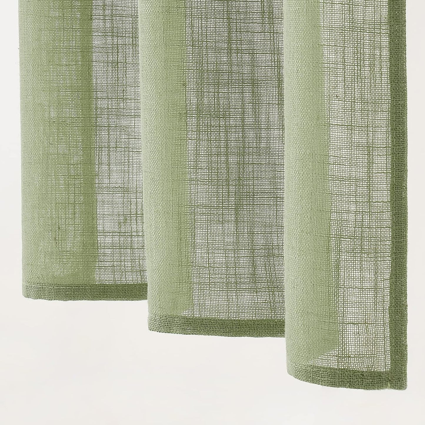 Linen Textured Kitchen Window Curtains over Sink 24 Inch Length Semi Sheer Farmhouse Small Small Curtains for Cafe Bathroom Basement, Short Rod Pocket Tier Curtains 2 Panels W26XL24, Sage Green