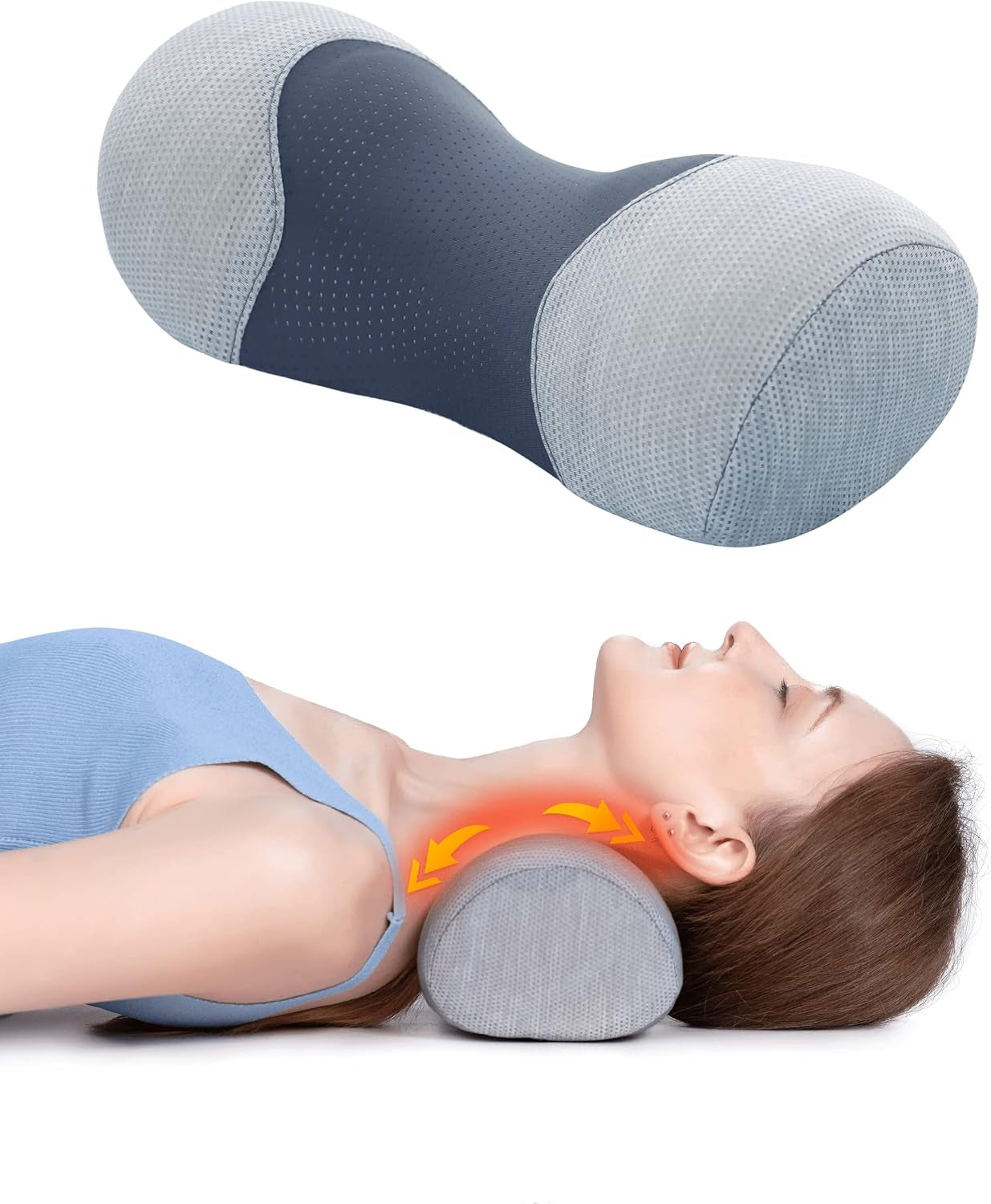 Small Neck Roll Pillow,Say Goodbye to Neck Pain, Cervical Memory Foam Pillow for Tension Muscle Relief, Contour Support, Shoulder Pain Relaxer with Breathable Pillowcase, Odorless