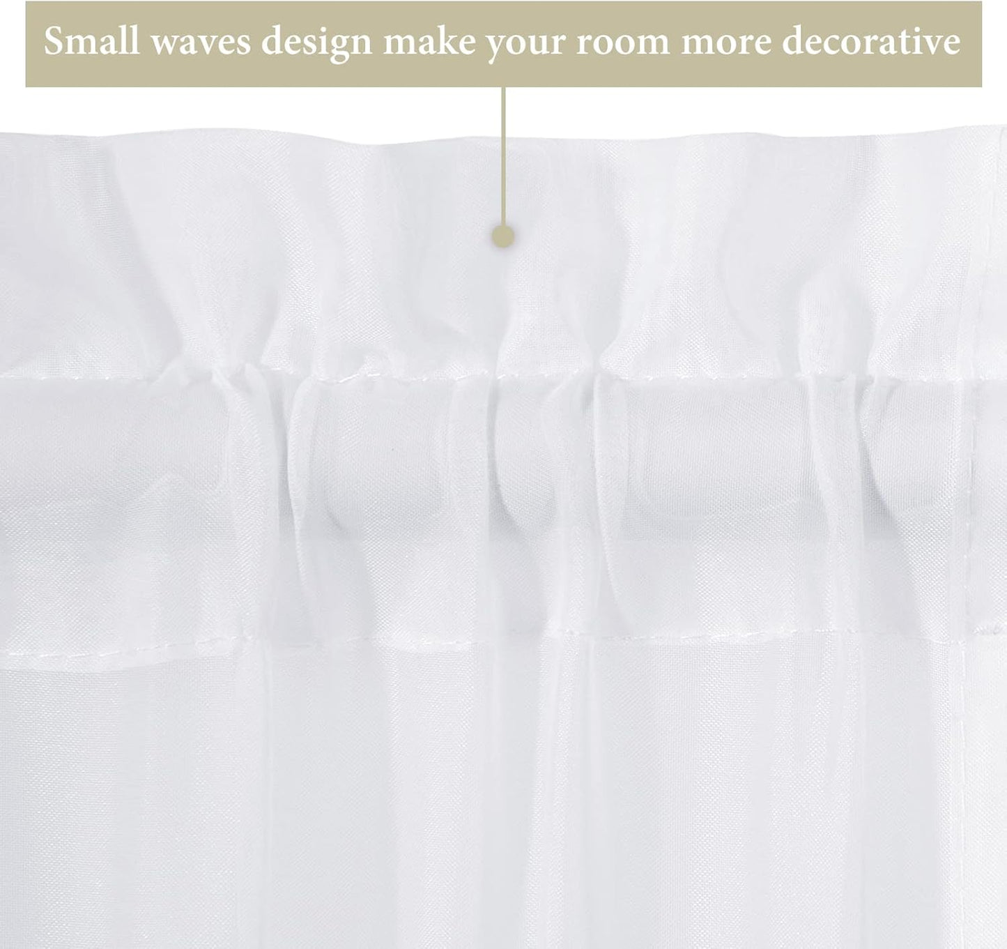 Sidelight Sheer French Door Curtains 25 X 40 Inches Light Filtering Window Treatment with Tieback - 2 Panels, White