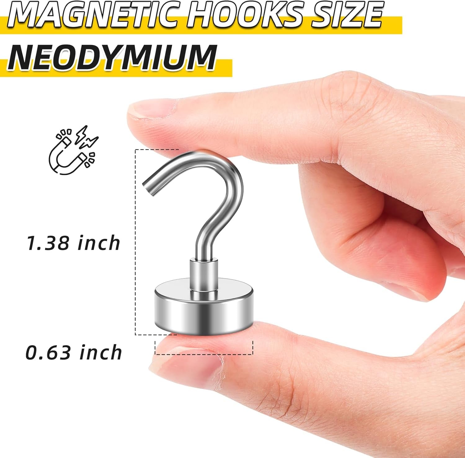 60-Pack Heavy-Duty Magnetic Hooks, 25 lbs Capacity - Versatile Metal Hooks for Hanging in Cruise, Kitchen, Garage, Classroom, and Office