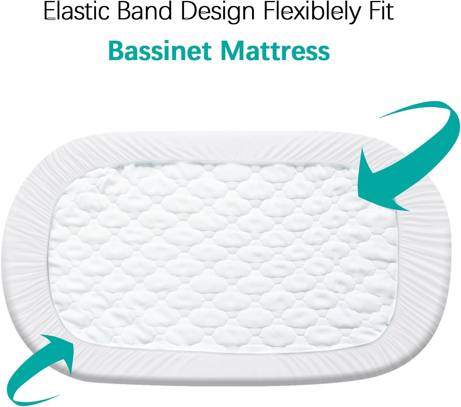 Bassinet Mattress Pad Cover Waterproof, Fits 13" X 30" Uppababy Bassinet & Snoo Smart Sleeper Baby Bassinet, Ultra Soft Breathable, White and Grey