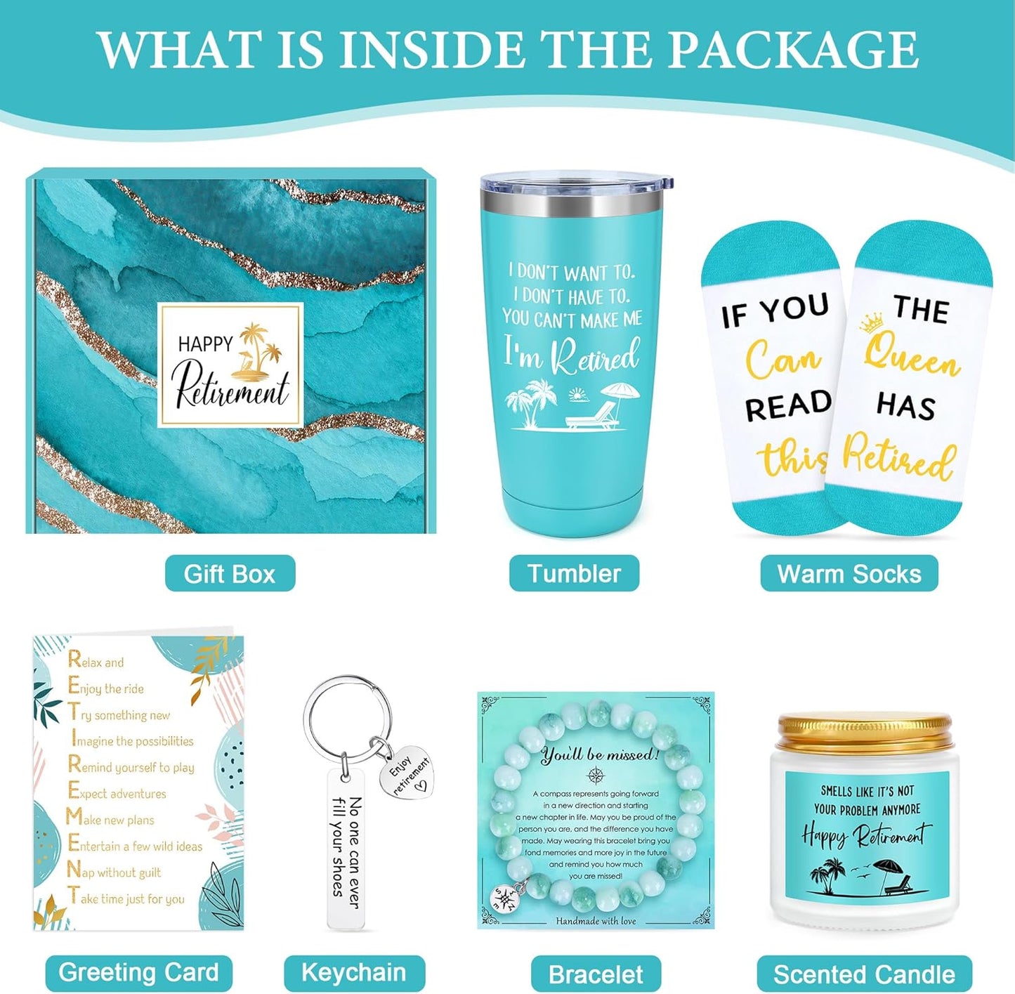 Elegant Retirement Gift Basket for Women 2025 - Thoughtful Retirement Gifts for Coworkers, Teachers, Nurses, Friends, Bosses, Moms, Grandmas, and Retirees, Featuring a 20oz Tumbler, Greeting Card, and "The Queen Has Retired" Socks