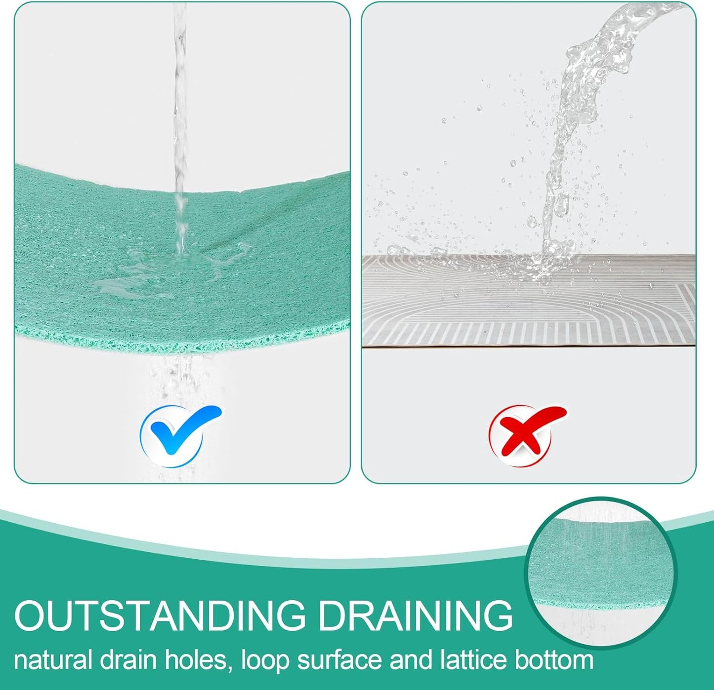 Shower Mats for Showers anti Slip for Elderly, 24'' X 17'' Non Slip Bath Mat for inside Shower, Bath Tub Mats for Bathroom Non Slip for Shower, PVC Loofah Bathroom Mats, Aqua