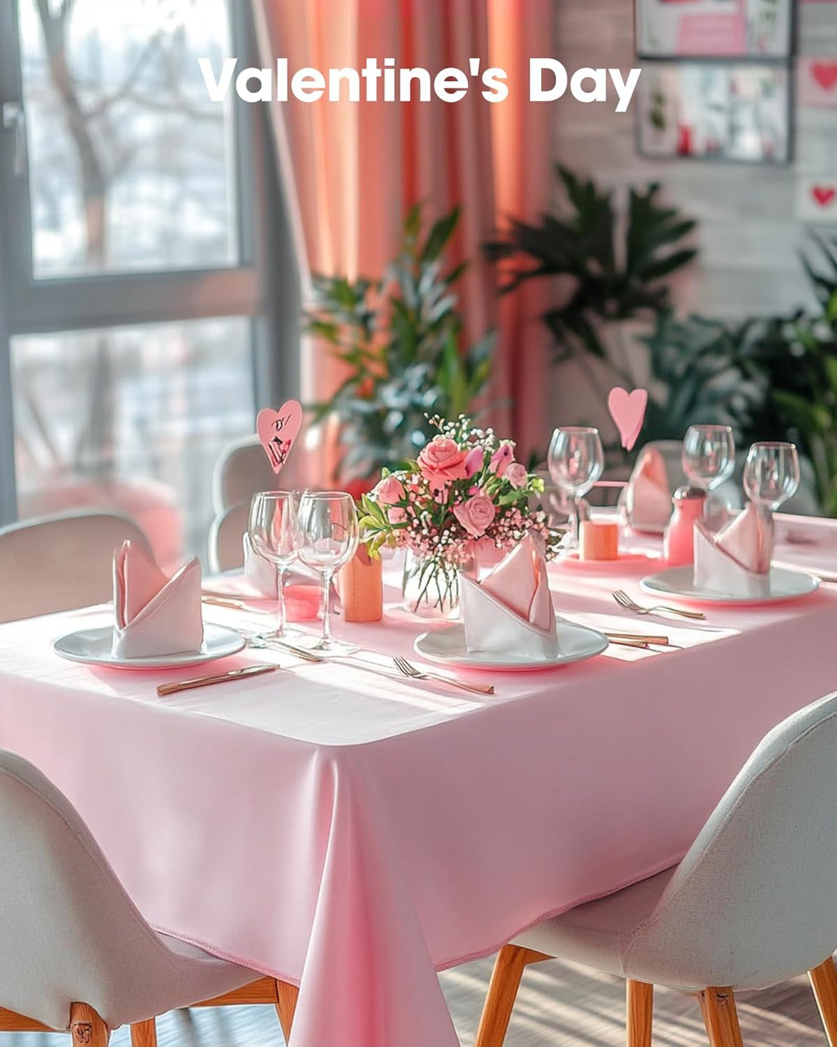 Plastic Table Cloth Disposable 12 Pack, 54 X 108 Inch Table Cloths, Easter Party, Valentines, Mothers Day Decorations, Tablecloths, Rectangle, Pastel Plastic Cover, Leakproof & Sturdy, Pink
