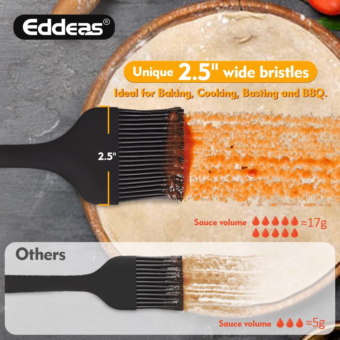 Silicone Basting Pastry Brush, Heat Resistant Pastry Brush, Great for BBQ Grill Baking Kitchen Cooking, Strong Steel Core and One-Pieces Design, BPA Free and Dishwasher Safe (11 Inch)
