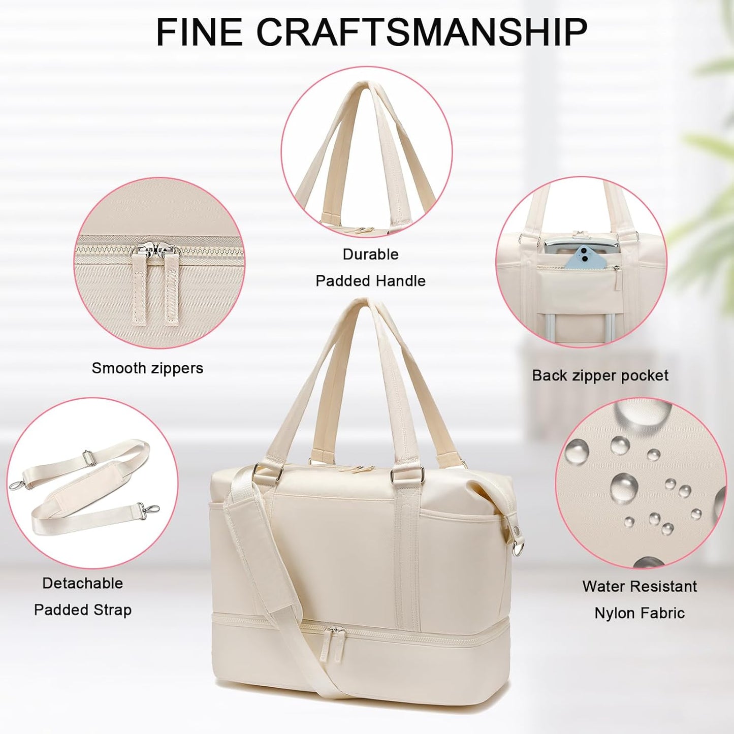 Travel Weekender Bag for Women Carry-On Tote Bag with Shoe Compartment Duffle Overnight Bag