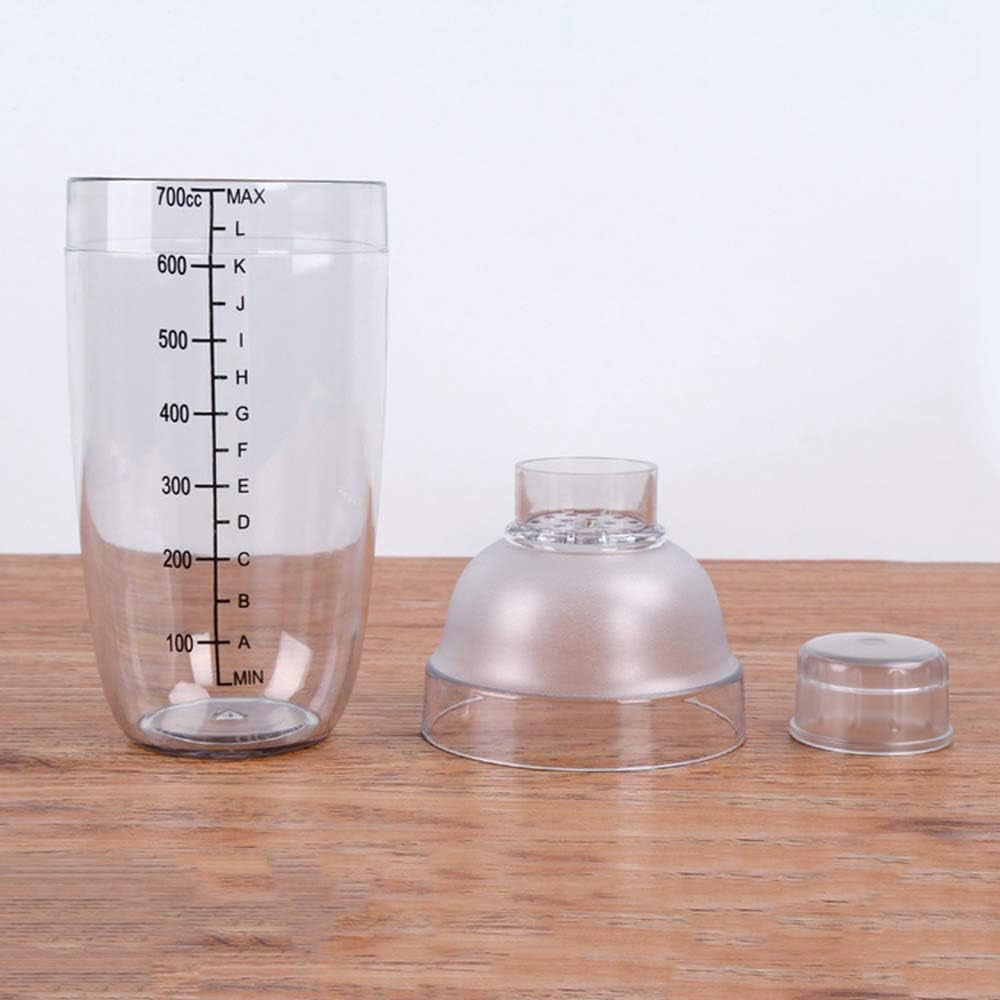 Plastic Cocktail Shaker, Hand Drink Mixer Boba Tea Shaker Cup with Scales,Bar Tool Transparent (24 Oz / 700Cc)