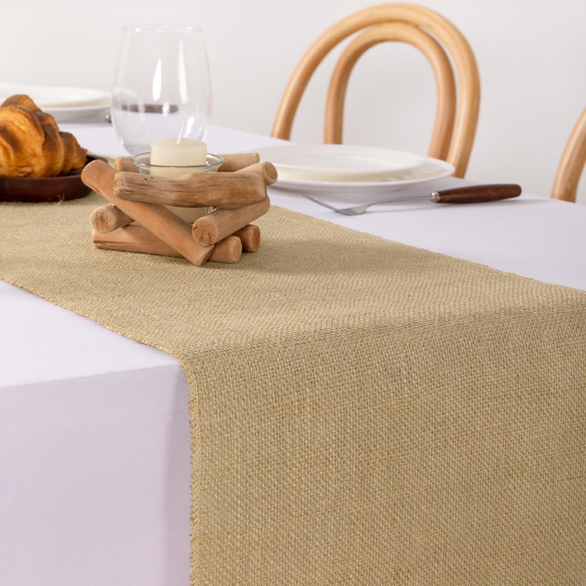 Burlap Table Runner Rustic Jute Boho Table Runner for Farmhouse Coffee Table Spring Wedding Baby Shower 1 Pack 12X48 Inches