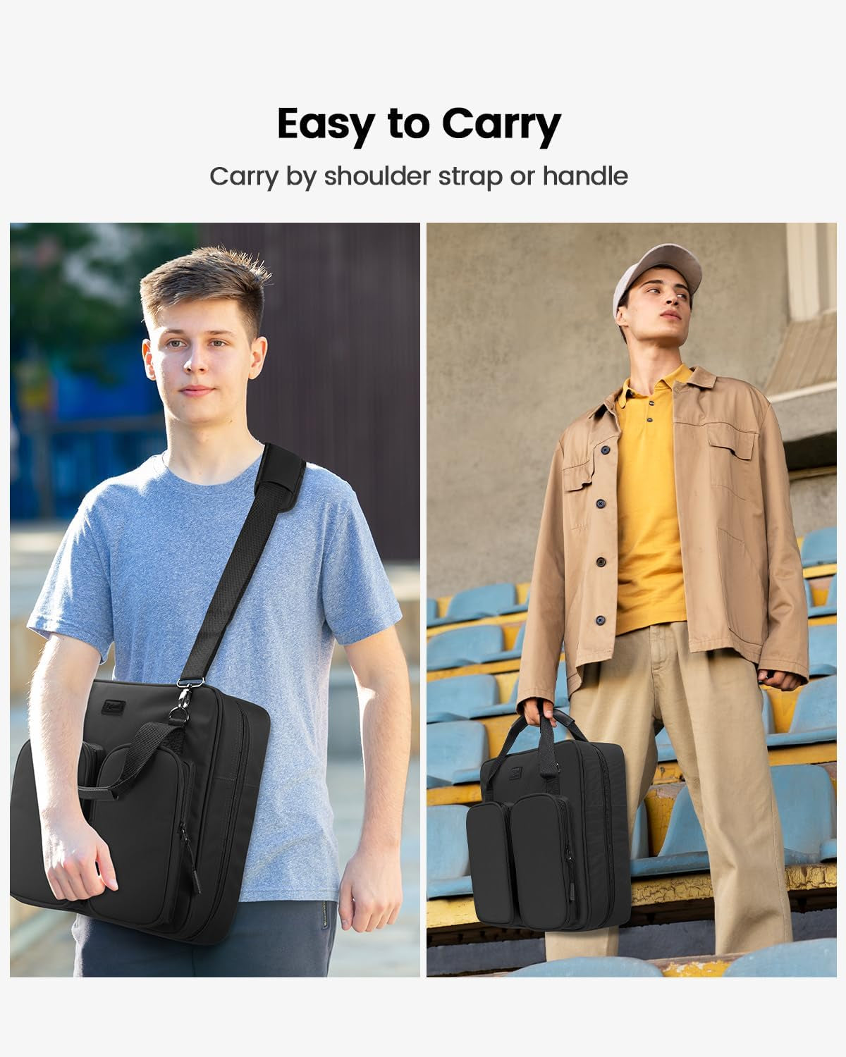 3 Inch 3 Ring Zipper Binder with Shoulder Strap & Handle & Multi-Pocket - 3" Binder with Zipper for School, Compatible with 13-Inch Macbook/Tablet -Patent Design Black