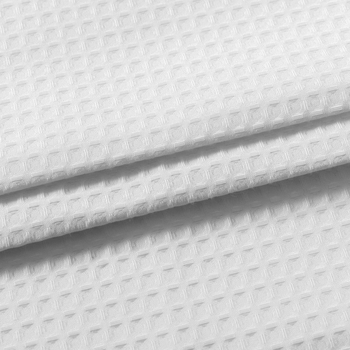 Waffle Weave Half Window Tier Curtains: Small Bathroom Window Curtains Waterproof with 36 Inch Length Short Length for Cafe & Kitchen - White, 36"X36" for Each Panel, Set of 2