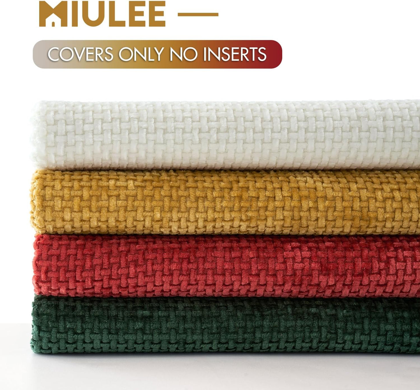 Christmas Pack of 4 Couch Throw Pillow Covers 18X18 Inch Christmas Red/Green Soft Decorative Chenille Pillow Covers Farmhouse Accent Cushion Covers for Boho Home Decor Sofa Bedroom Living Room