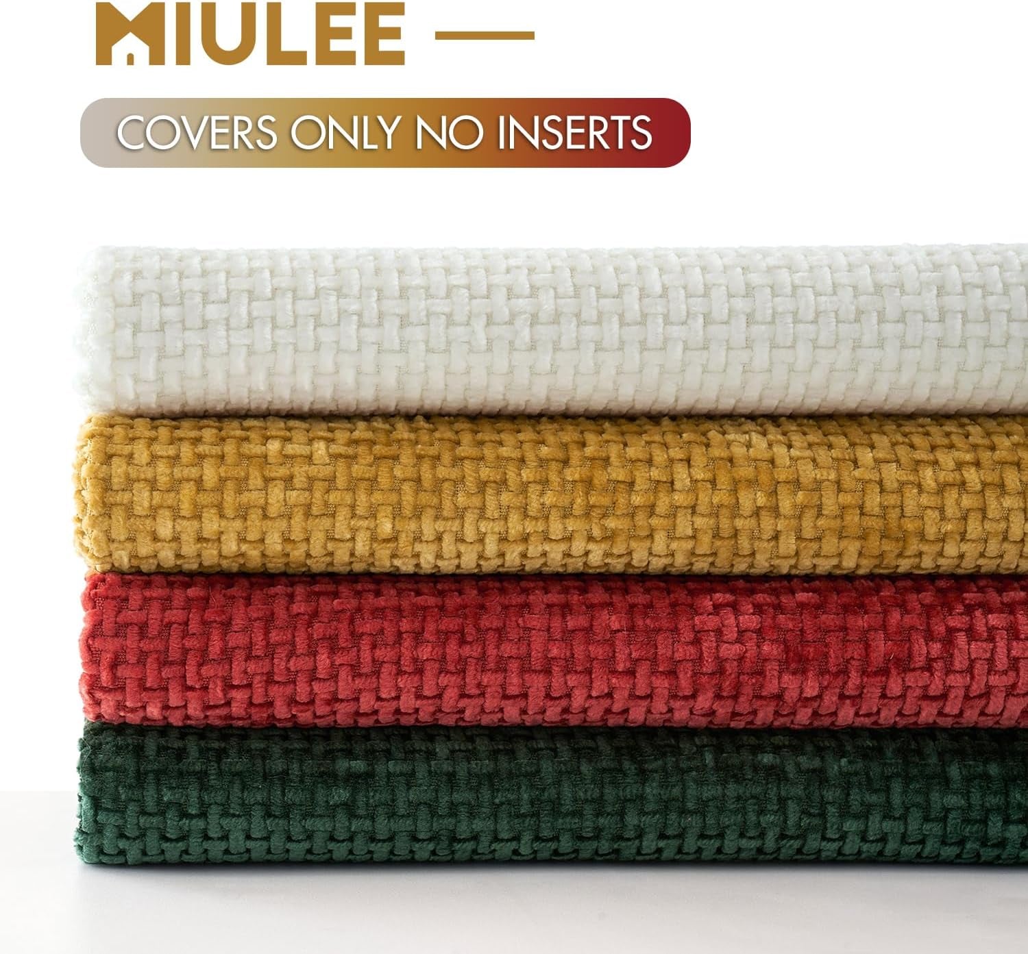 Christmas Pack of 4 Couch Throw Pillow Covers 18X18 Inch Christmas Red/Green Soft Decorative Chenille Pillow Covers Farmhouse Accent Cushion Covers for Boho Home Decor Sofa Bedroom Living Room