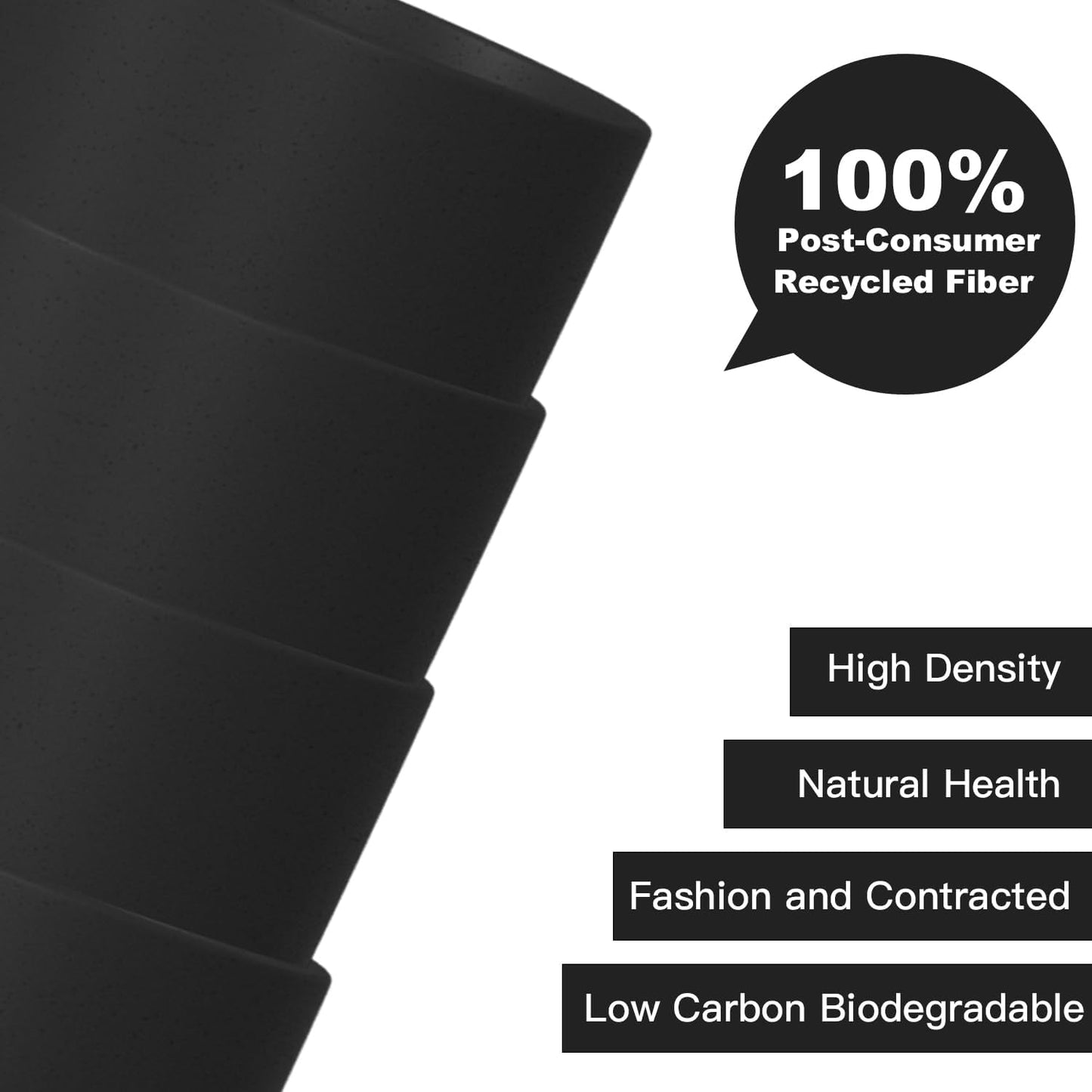 Set of 8 Durable Wheat Straw Drinking Cups - 20 OZ Reusable and Dishwasher Safe in Black