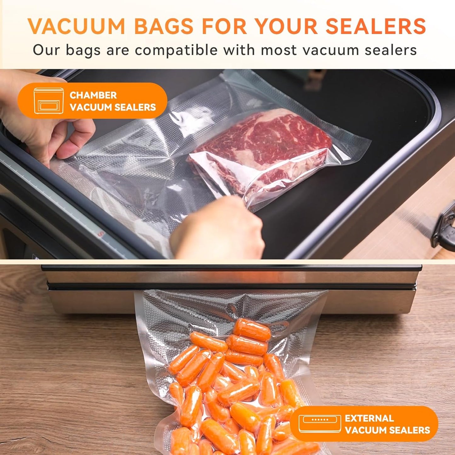 Vacuum Sealer Bags 6X50 Rolls 2 Pack for Food Saver, Seal a Meal, Weston. Commercial Grade, BPA Free, Heavy Duty, Great for Vac Storage, Meal Prep or Sous Vide