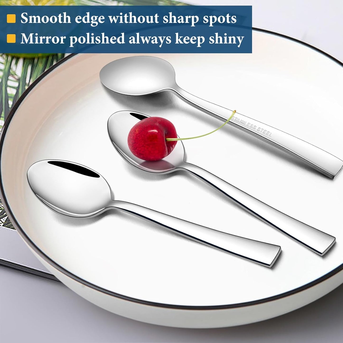 Teaspoon Set (12 Pieces), 6.7" Stainless Steel Mini Tea Spoons, Premium Stirring Silverware, Kitchen Dessert Coffee Spoon Set, Mirror Finish & Dishwasher Safe