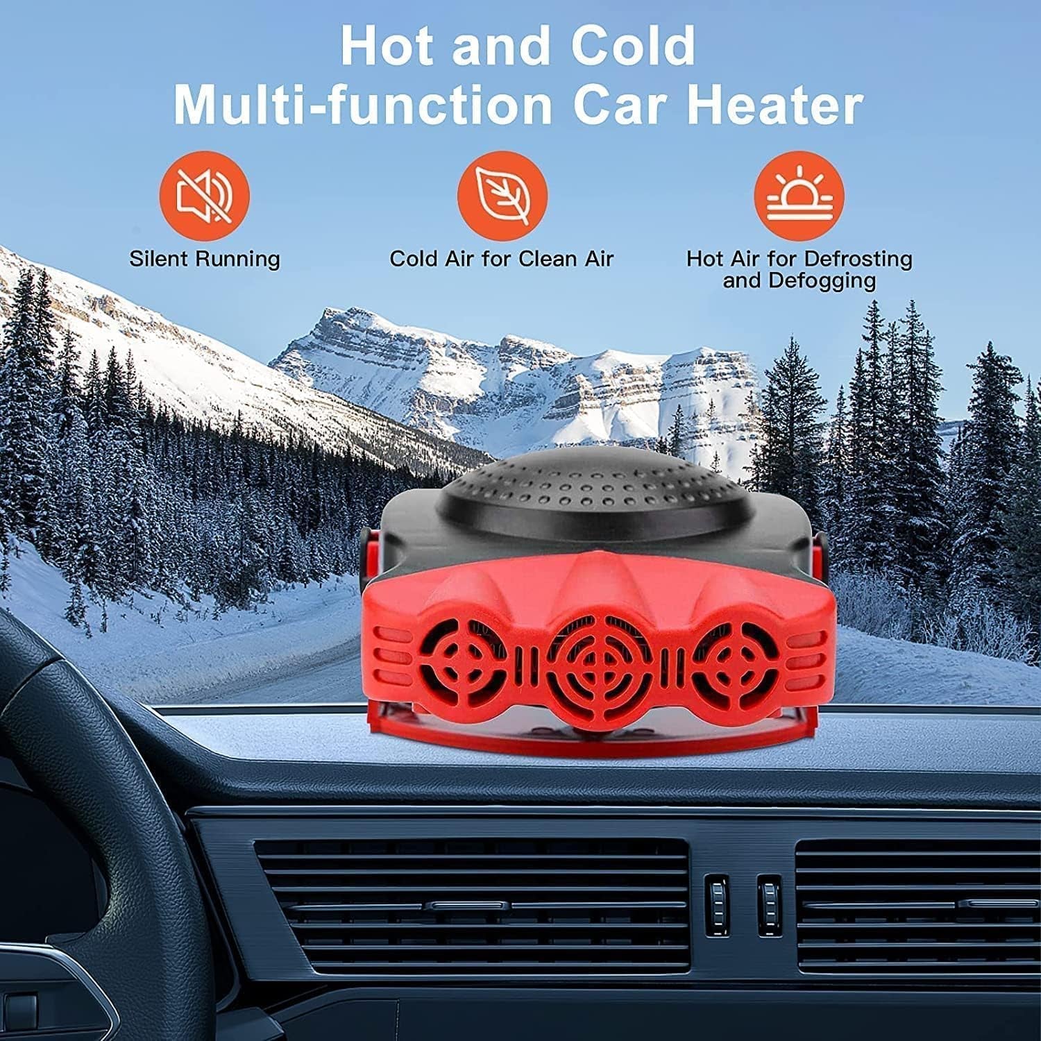 Car Heater 12V, 2 In1 Fast Heating or Cooling Fan, Fast Heating Defrost Defogger Plug in Cigarette Lighter,150W Automobile Windscreen Fan for All Cars Portable Electronic Auto Heater
