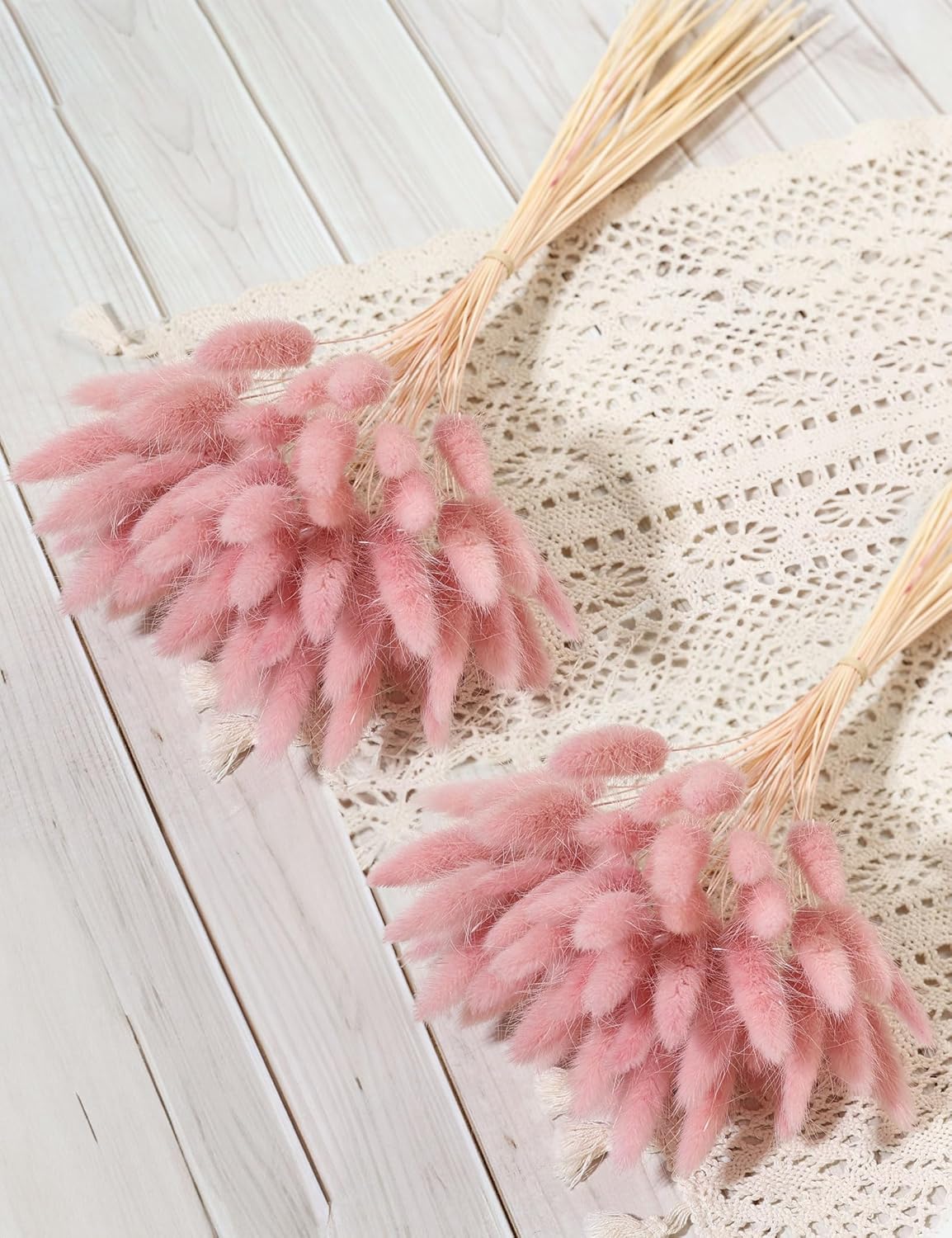 120Pcs Dried Rabbit Tails, Dusty Pink Bunny Tails, Natural Bulk Dried Flowers for DIY Bohemian Wedding Rustic Party Decorations, Garlands, Cake Decorations. (Dusty Pink)
