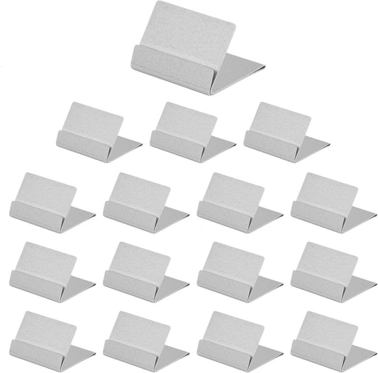 Table Card Holder Metal Place Card Holders Steel Card Holders for Photos, Food Signs, Memo Notes, Weddings, Restaurants, Birthday (Silver 16PK)