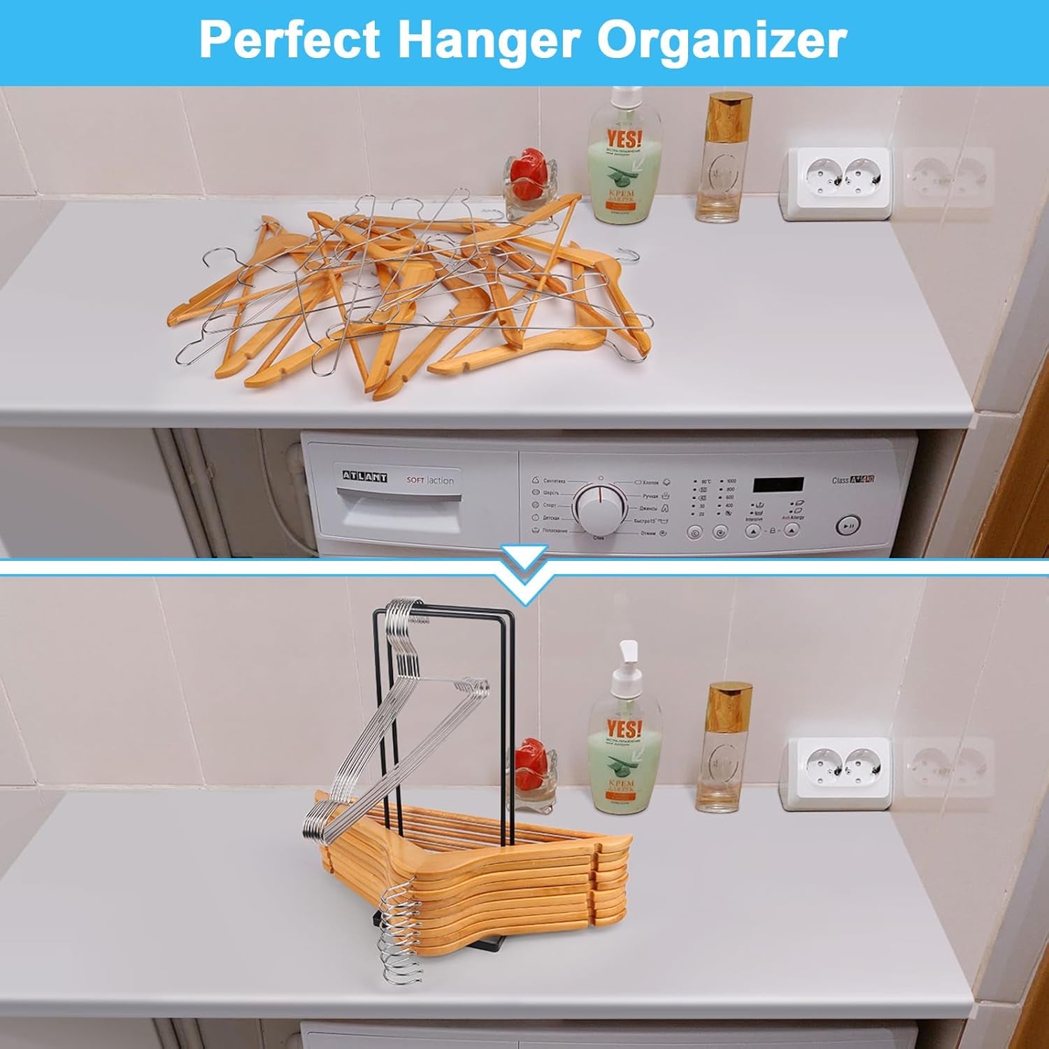 Hanger Organizer Stacker, Clothes Hanger Holder for Closet Laundry Room, Hangars Stacker Hold up 110 Wire Hangers for Storage Organizer, Hanger Rack Stand for Adult Child Velvet Pants Hangers