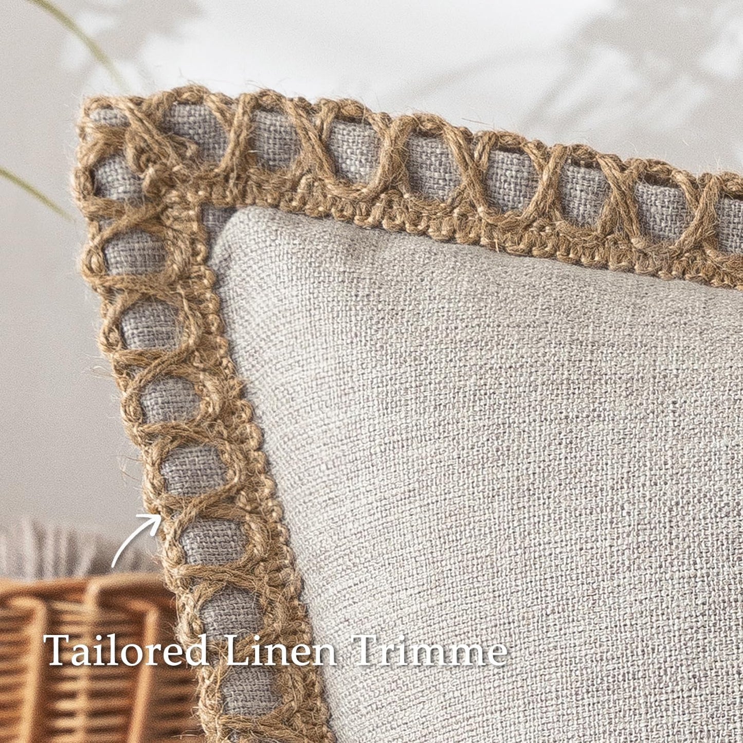 Pack of 2 Decorative Throw Pillow Covers Modern Farmhouse Outdoor Pillow Covers Neutral Linen Burlap Cushions for Couch Bed Living Room Sofa, Greyish White 18 X 18 Inches 45 X 45 Cm