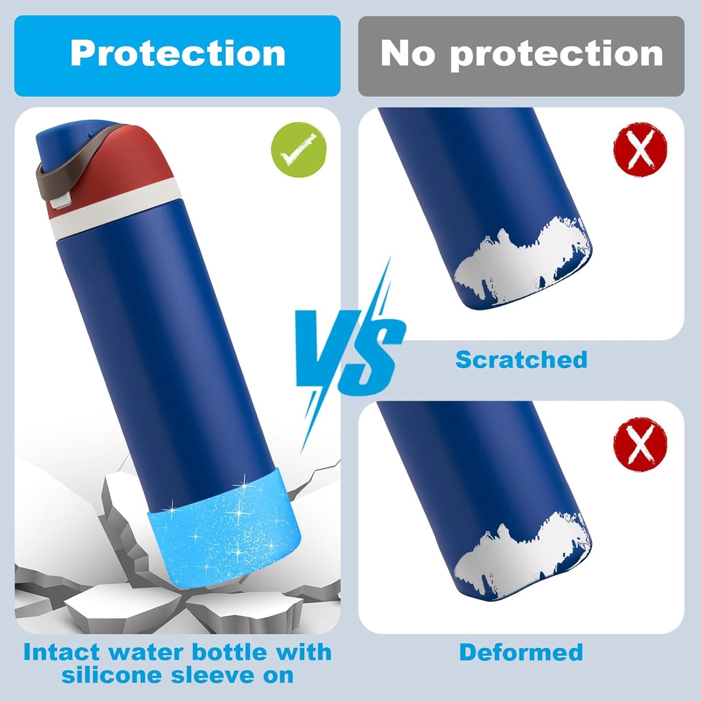 2 PCS Glitter Silicone Boot for Owala Water Bottle, Anti-Slip Protective Sleeve for Freesip/Twist/Flip Stainless Steel Water Bottles Accessories