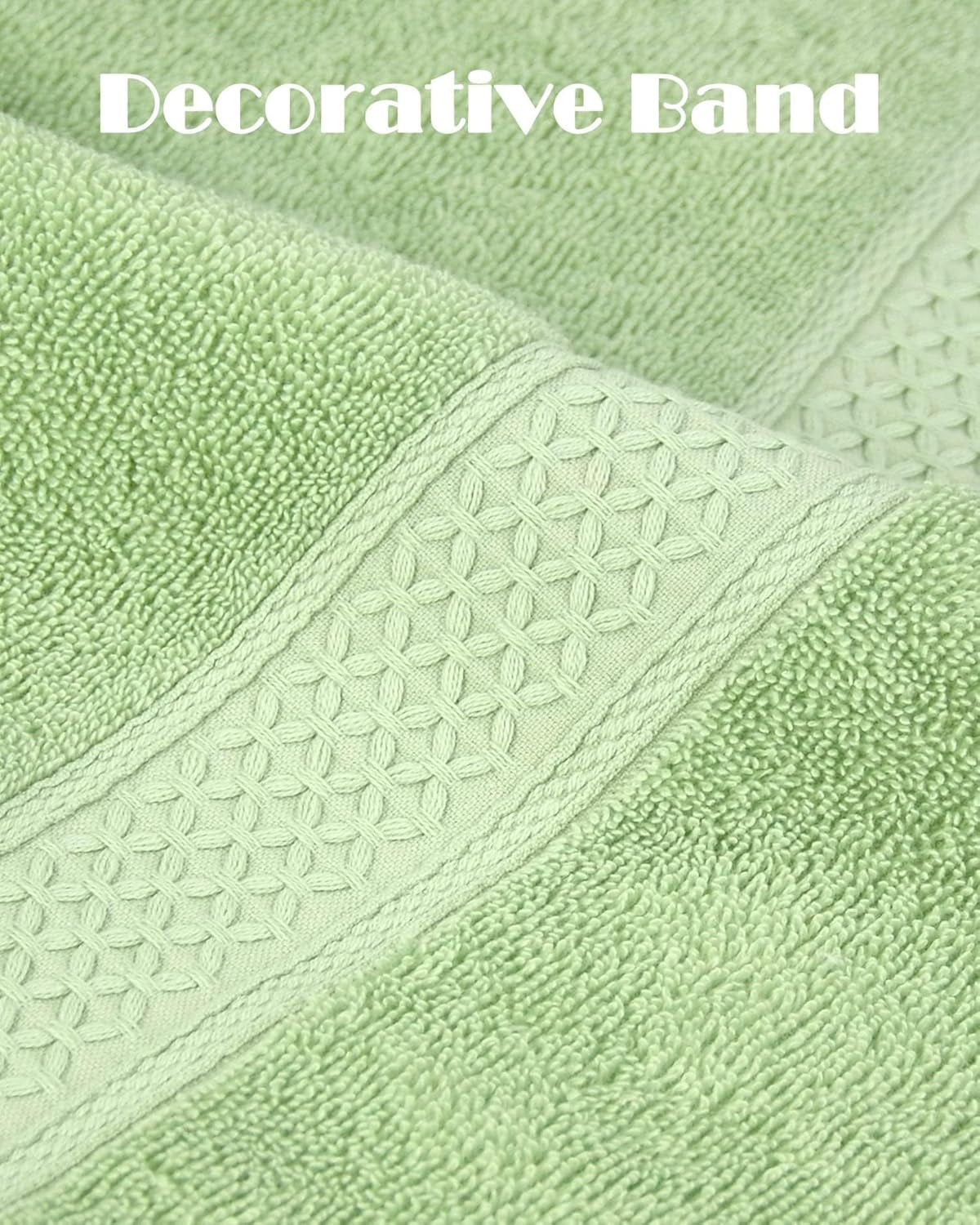 100% Cotton Bath Towels 2 Pack Shower Towels with 2 Colors Ultra Soft for Daily Use 500 GSM Medium Weight 55 by 27 1/2 Inches Large Bathroom Towel Set (Light-Gray & Light-Green)