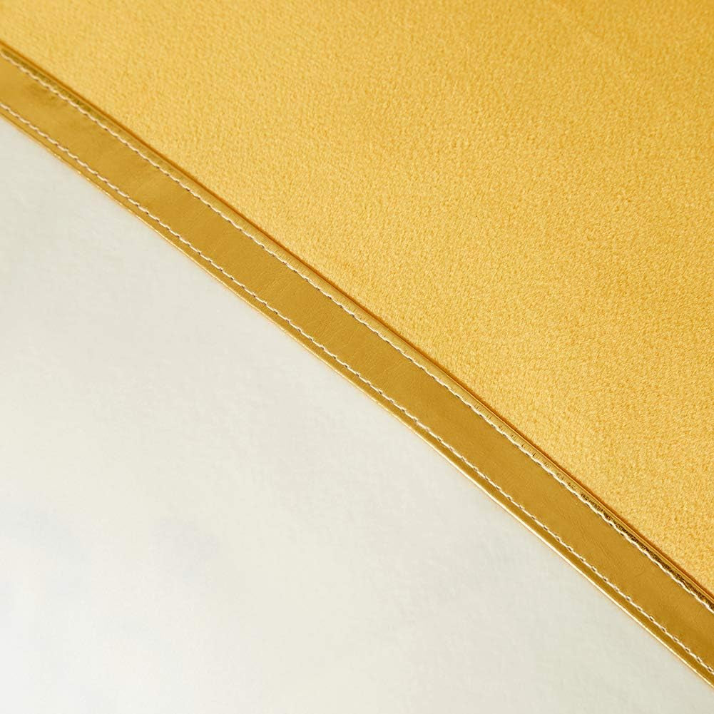 2 Packs Decorative Throw Pillow Covers 12X20 Inch for Living Room Couch Bed, Yellow and White Velvet Patchwork with Gold Leather, Luxury Modern Home Decor, Lumbar Cushion Case 30X50 Cm