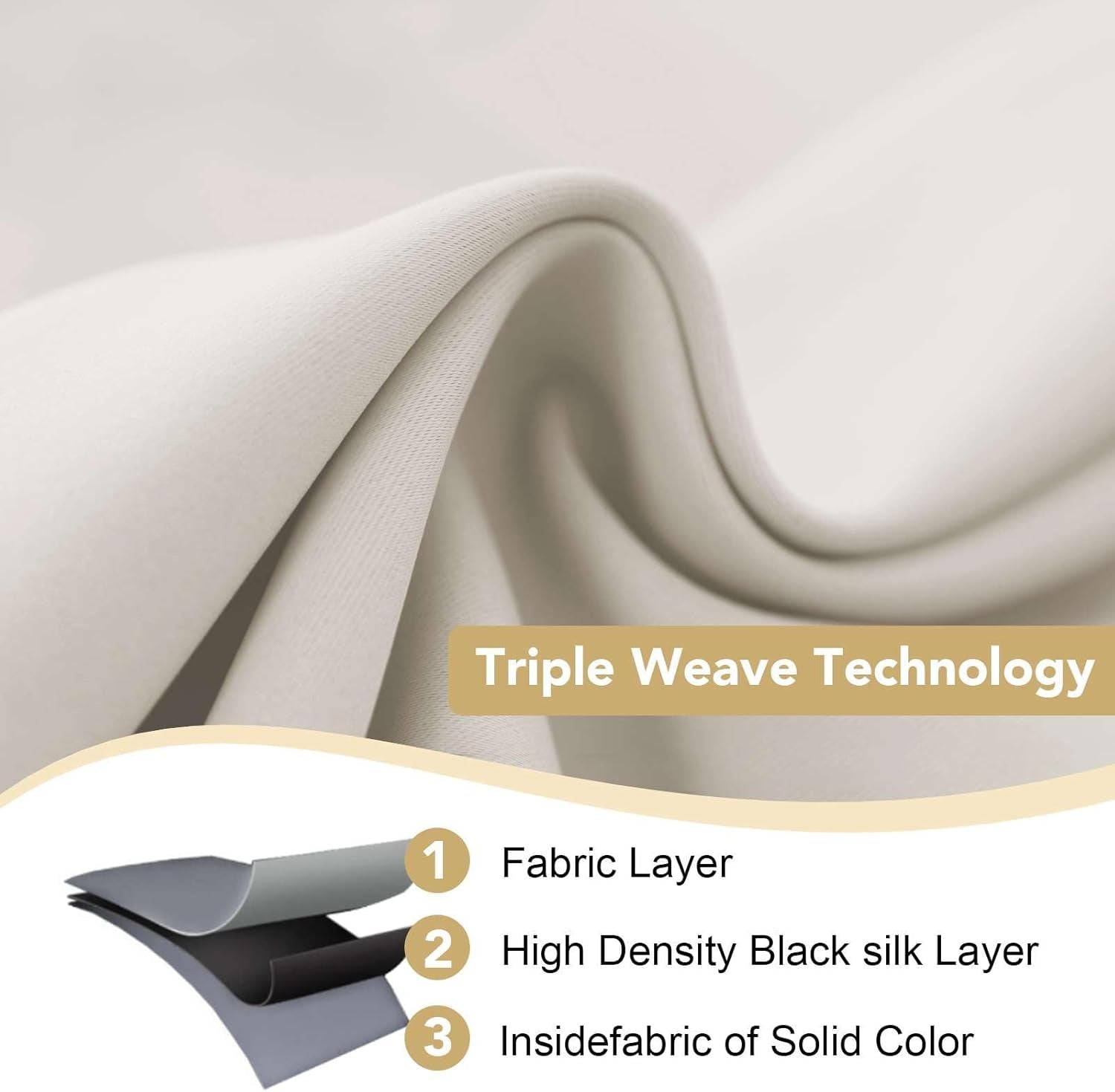 Blackout Curtains for Bedroom Thermal Insulated Room Darkening Living Room Curtains 63 Inch Long Grommet Privacy Protection Window Curtain Panels/Drapes for Nursery,2 Panels,Ivory/Cream