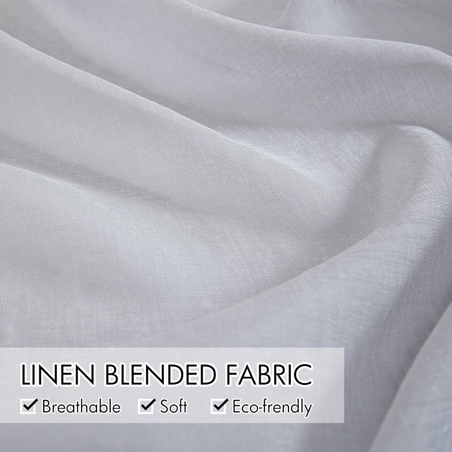 2 Panels Grey Semi Sheer Window Curtains Elegant Grommet Top Window Voile Drapes/Treatment Linen Textured Panels for Bedroom Living Room (54X54 Inches)