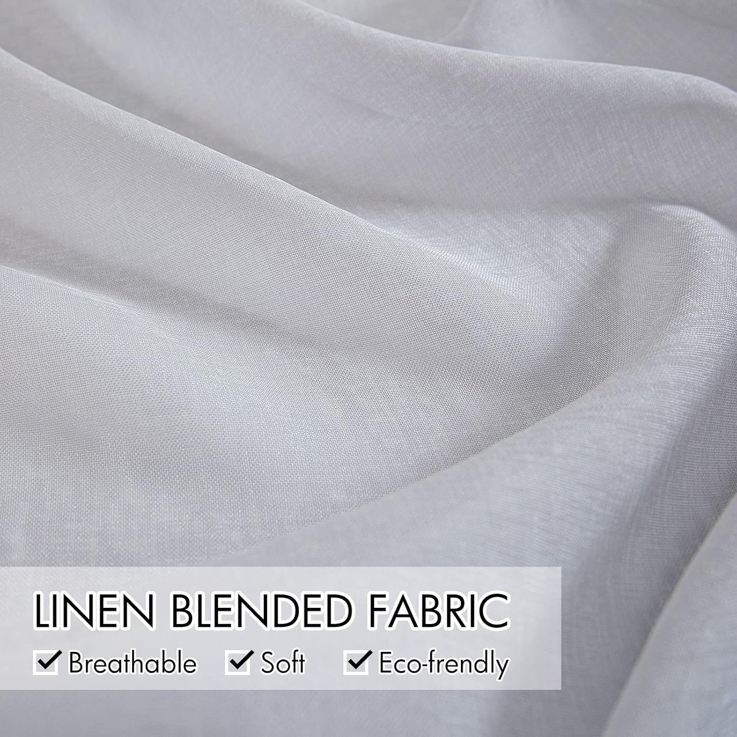 2 Panels Grey Semi Sheer Window Curtains Elegant Grommet Top Window Voile Drapes/Treatment Linen Textured Panels for Bedroom Living Room (54X54 Inches)