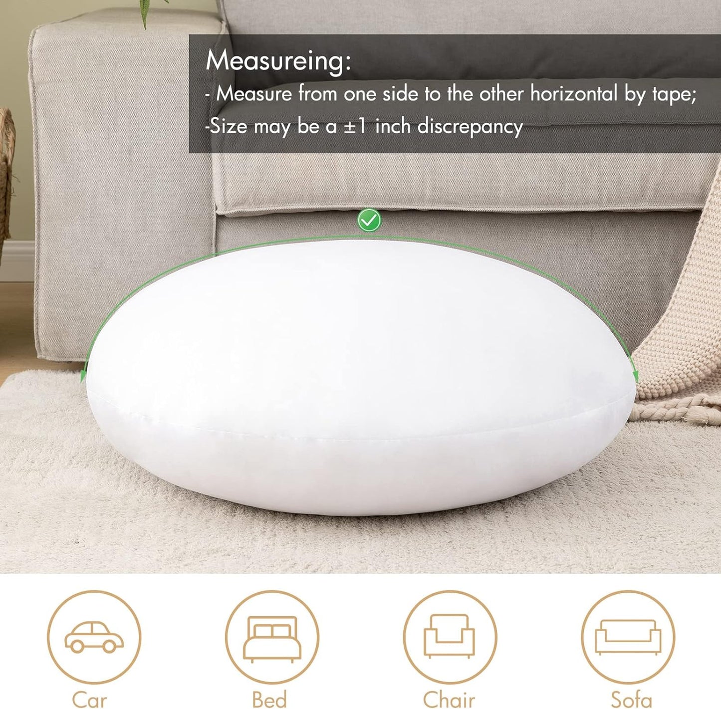 14 Inch round Throw Pillows Pillow Insert, Floor Pillow Form Stuffer Sham for Decorative Cushion Bed Couch Sofa Wedding