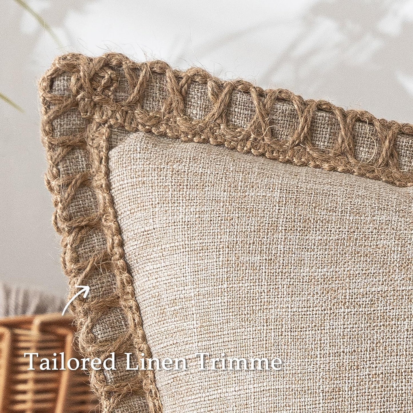 Pack of 2 Decorative Throw Pillow Covers Modern Farmhouse Outdoor Pillow Covers Neutral Linen Burlap Pillowcases Cushions for Couch Bed Living Room Sofa, Champagne 18 X 18 Inches 45 X 45 Cm