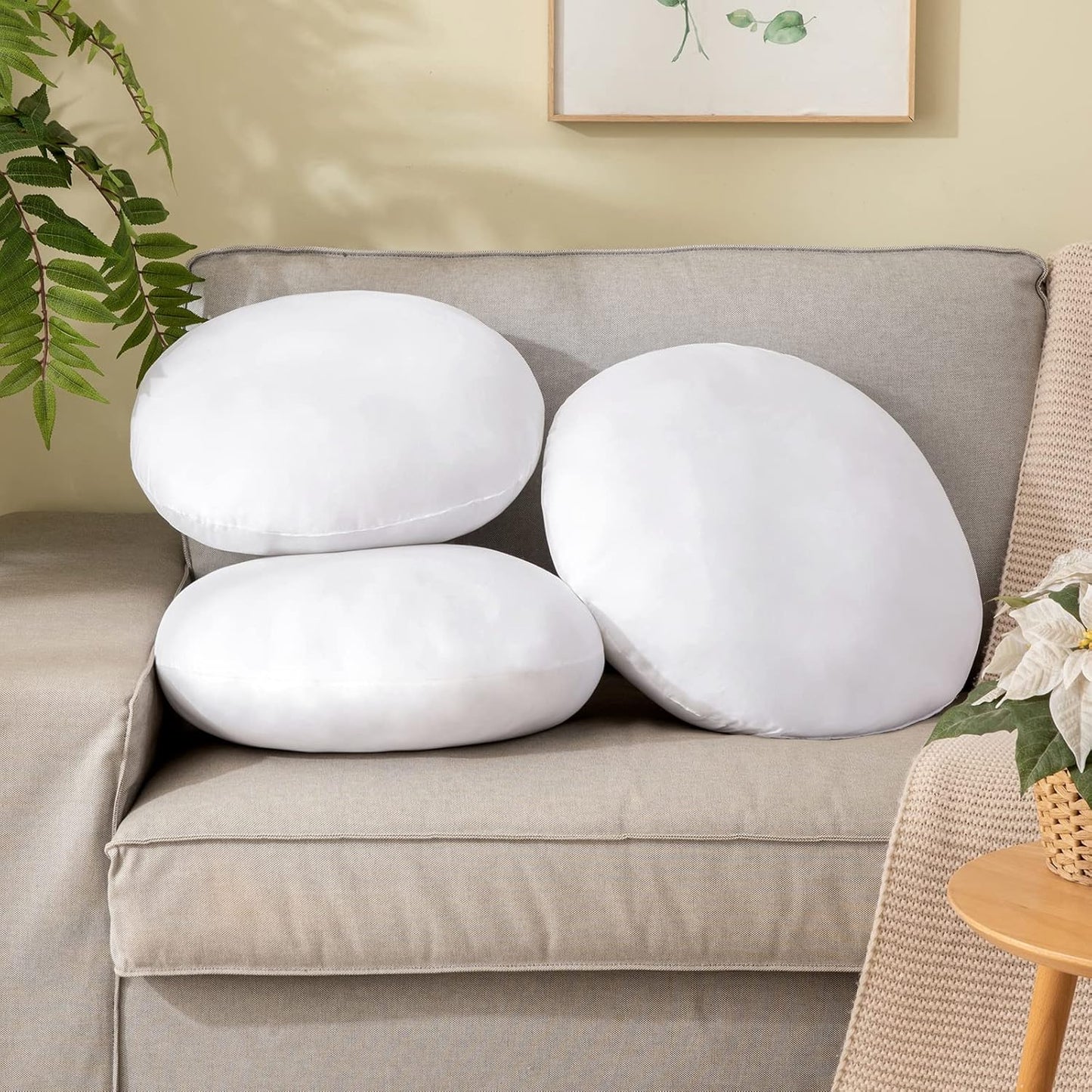 14 Inch round Throw Pillows Pillow Insert, Floor Pillow Form Stuffer Sham for Decorative Cushion Bed Couch Sofa Wedding