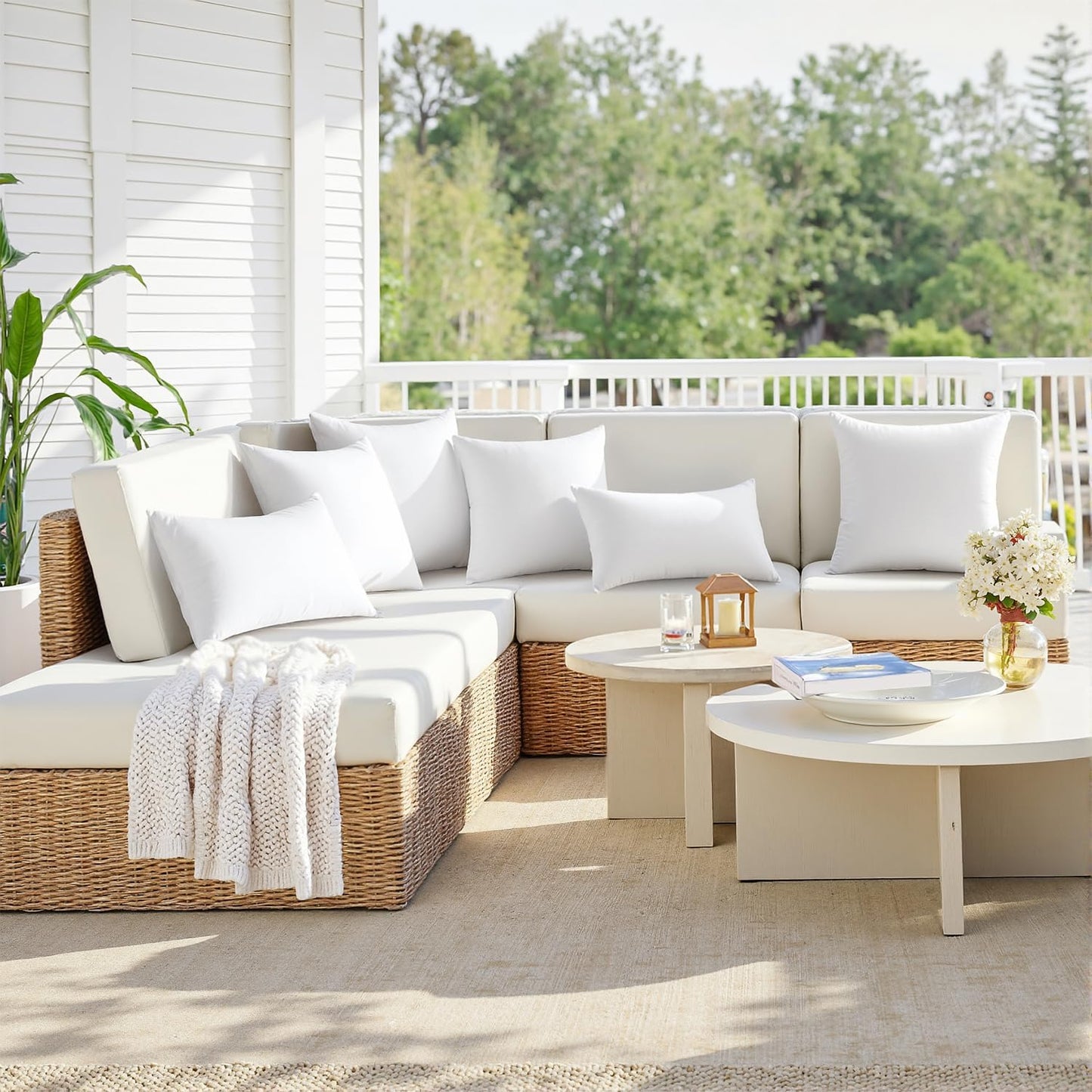 16X16 Outdoor Pillows,Set of 2 Throw Pillows Waterproof,Soft Support Throw Inserts Decorative Water Resistant for Patio Furniture and Garden