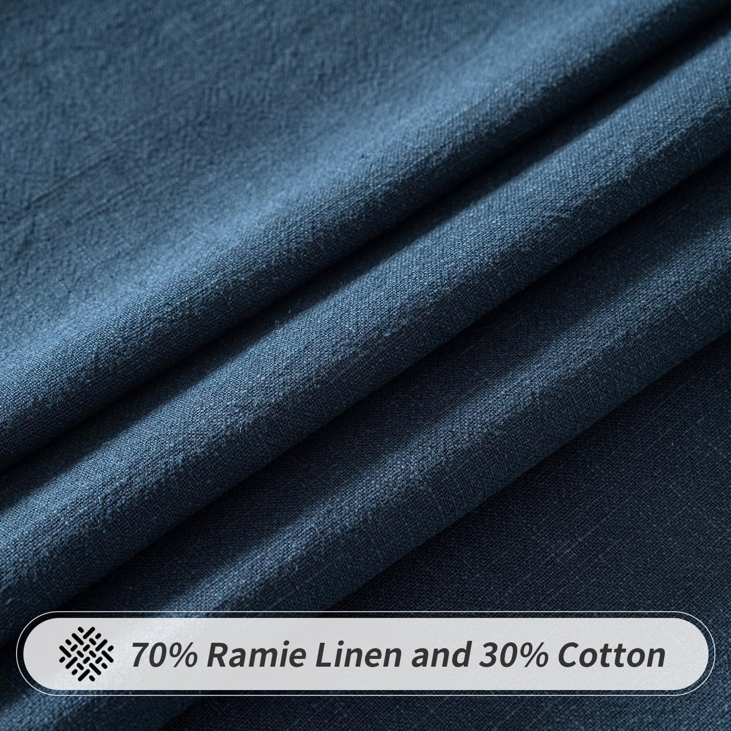 Linen Cotton Blend Tablecloth Rectangle, Luxury Waterproof Stain Resistant Durable Farmhouse Oblong Table Cloth for Dining Party Christmas Weddings Birthday, 52 X 84 Inch, Navy Blue