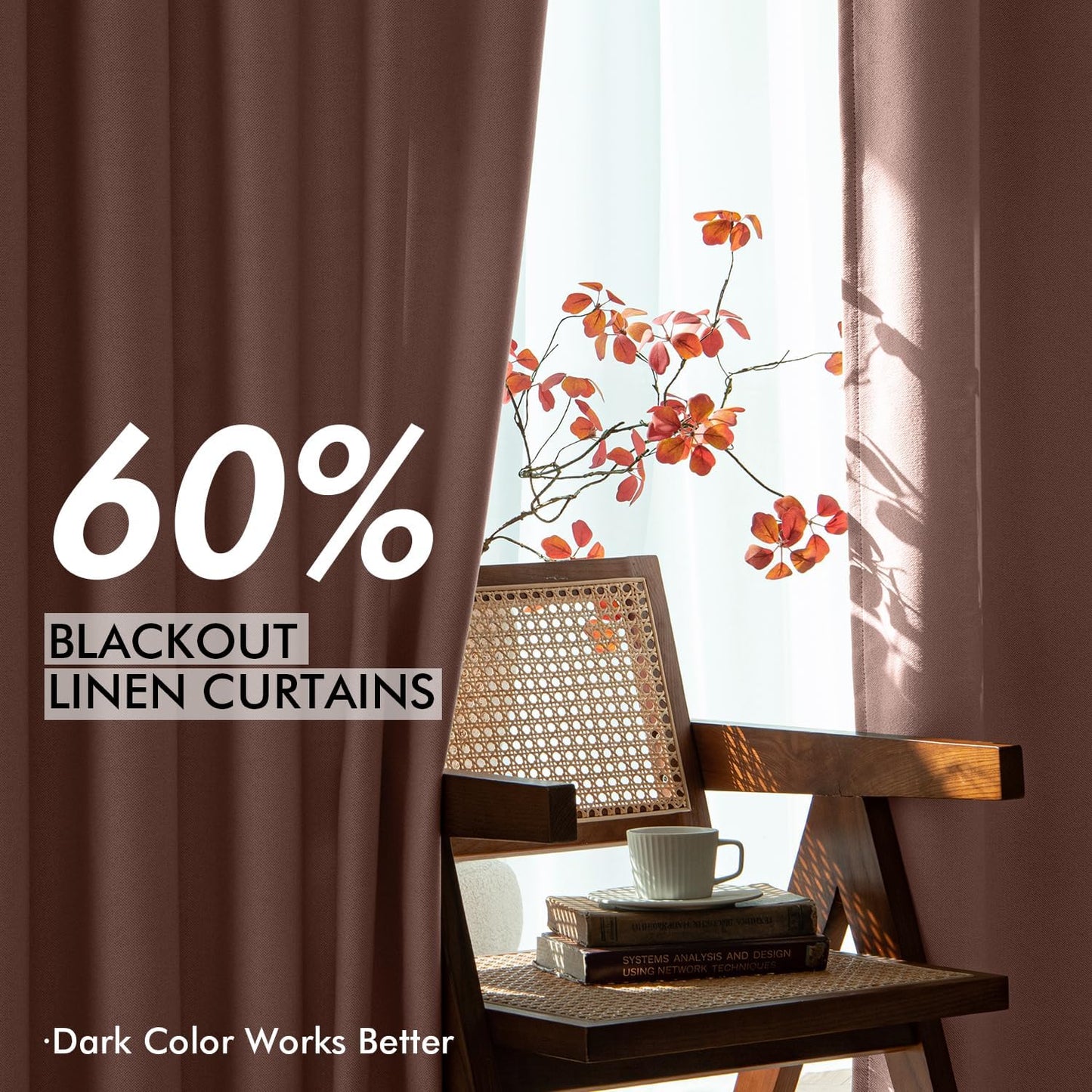 Pink Faux Linen Blackout Curtain 84 Inch Long 2 Panels Set Rod Pocket/Back Tab/Pinch Pleated Room Darkening Textured Black Out Track Drapes for Bedroom Living Room