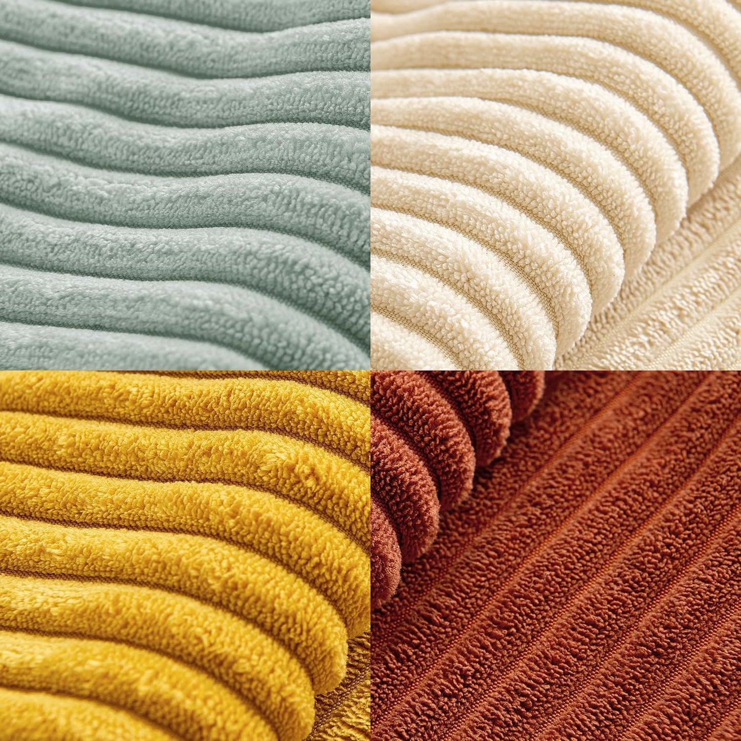 Fall Teal-Orange Decorative Throw Pillow Covers 18X18 Inch 4 Packs Soft Boho Farmhouse Pillow Cases Modern Corduroy Patchwork Cushion Covers for Couch Sofa Bed with Flange Edge Home Decor