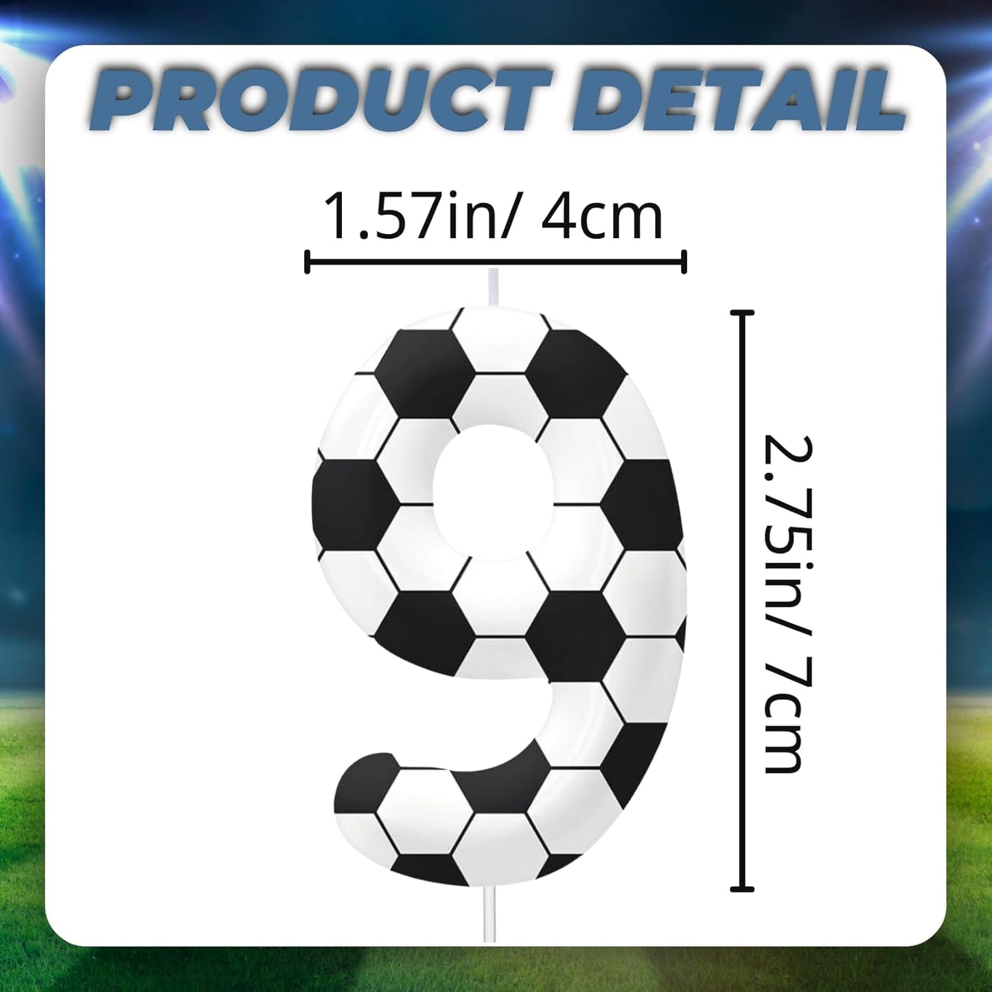 Birthday Number Candles, Soccer Number 9 Birthday Candles for Cake, Soccer Birthday Candles Cake Cupcake Topper for Kids Adults Party Anniversary Supplies